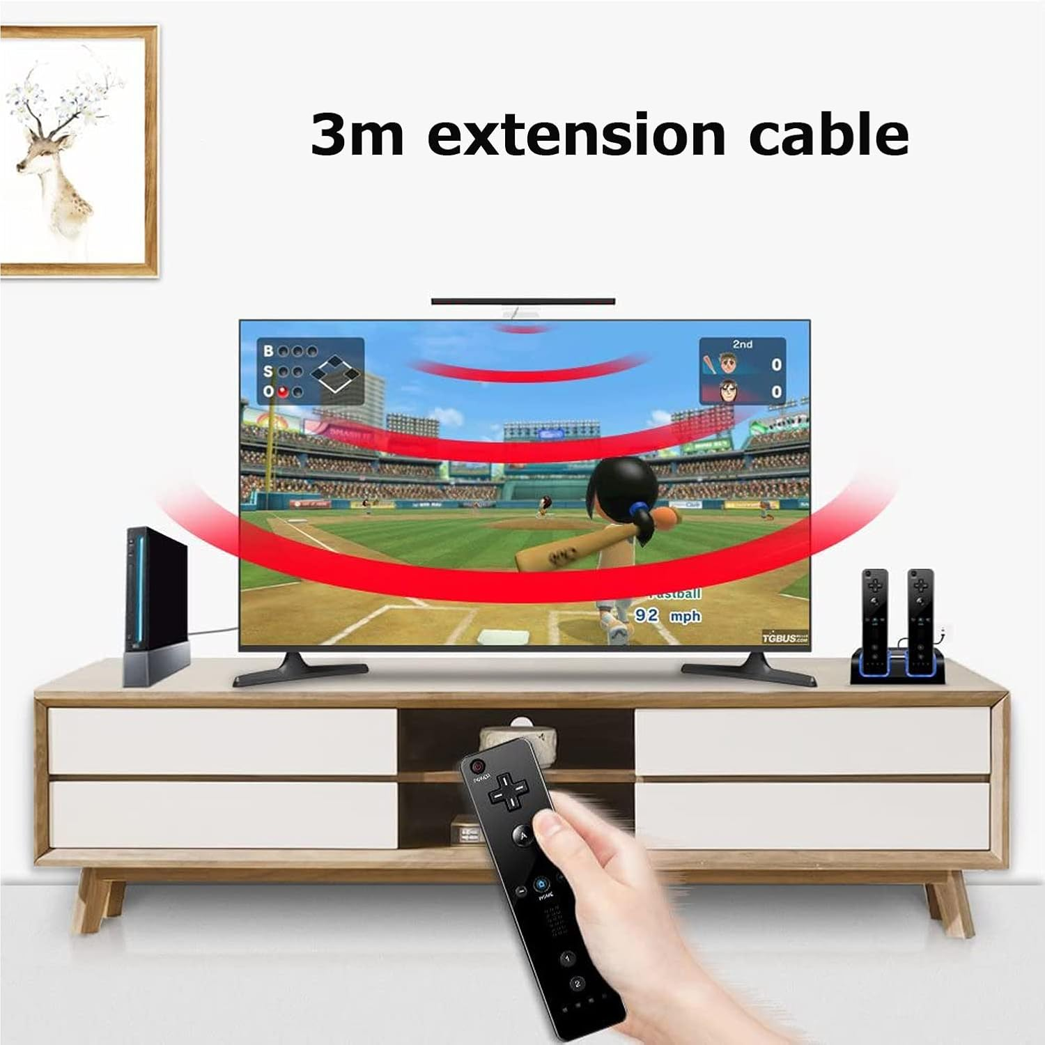 Wii Sensor Bar Extension Cable for Nintendo Wii/Wii U Console Sensor Bar Lead - 3 Meter image number 4