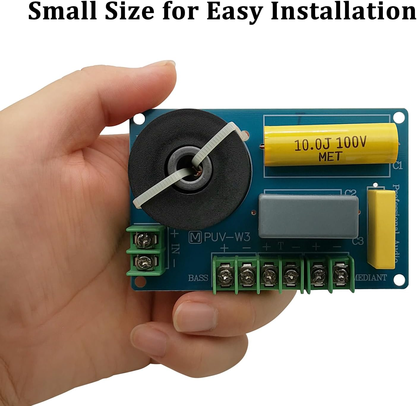 3 Way Speaker Crossover, PUV-W3 200W Passive Crossover for Hifi Home Audio 4 to 8 Ohm Bass Mediant Tweeter Bookshelf Speakers - 2Pack