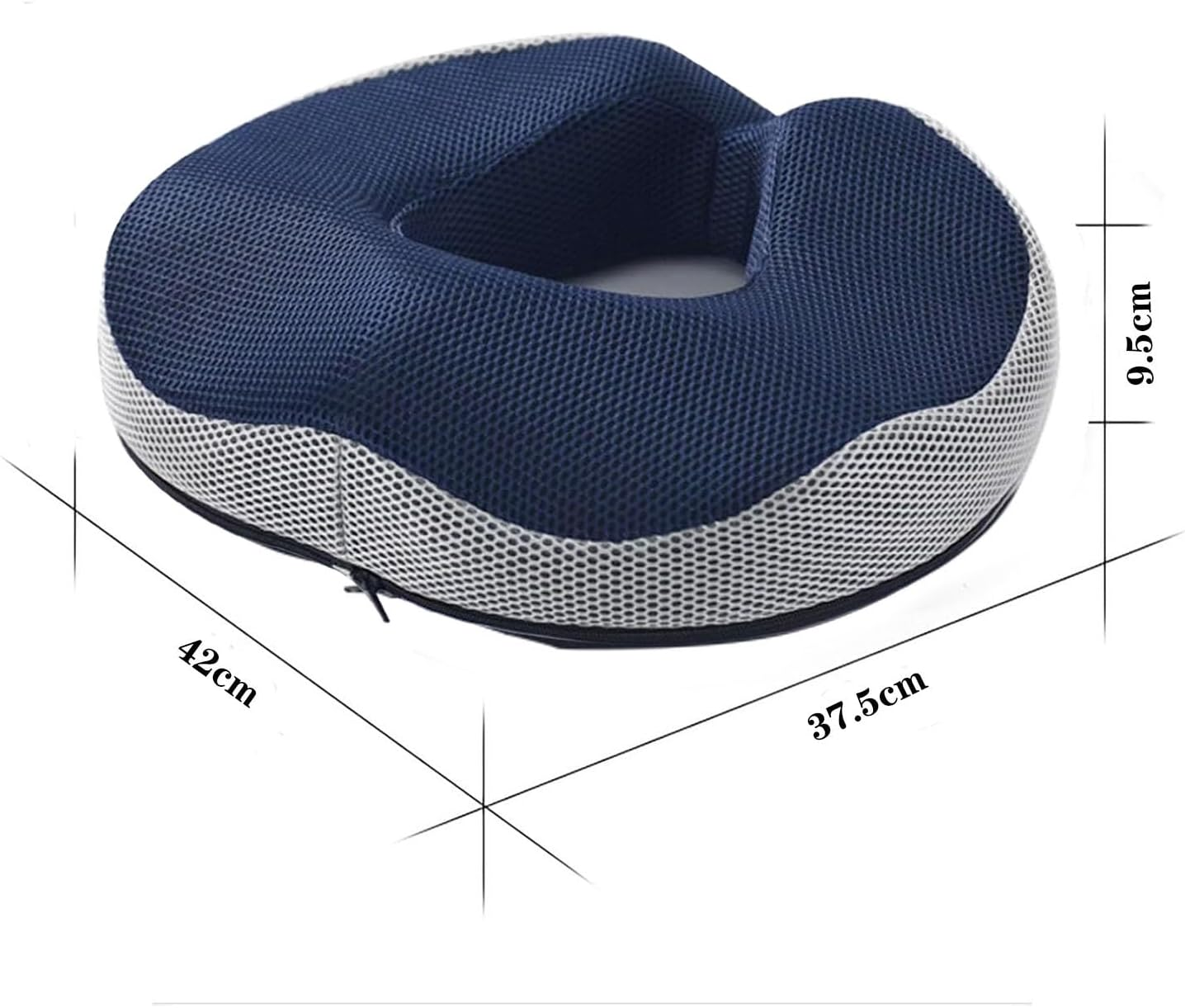 Seat Cushion, Ergonomic Donut Cushion for Office and Car Chair, Sciatica Pain Relief, Memory Foam Seat Cushion with Washable Cover, Lumbar Support Cushion for Long Sitting (Blue) - Blue image number 2