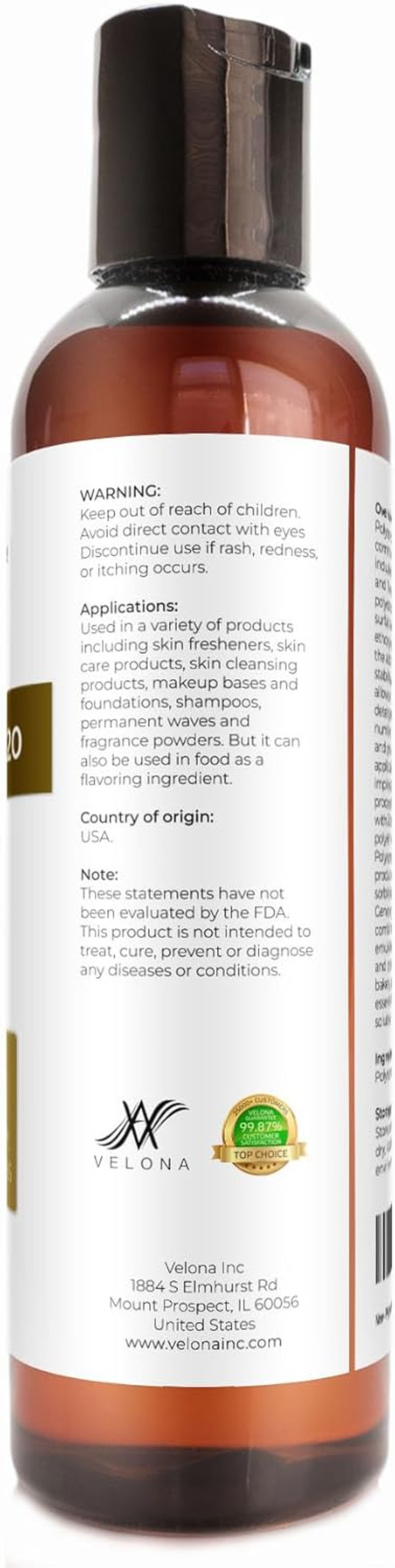 100% POLYSORBATE 20 by Velona | Solubilizer, Food & Cosmetic Grade | All Natural for Cooking, Skin Care and Bath Bombs| Size: 4 Oz image number 5