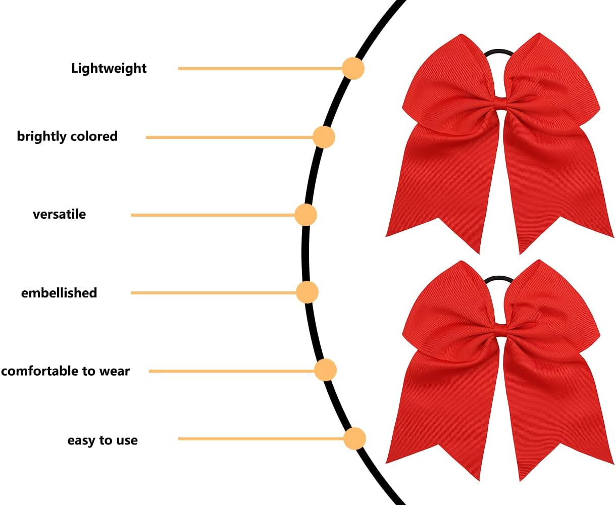 KAPSING Pack of 2 Hair Bows, Large Red Bows Hair Bows, Ponytail Holder, 19 Cm Cheerleader Bow, Hair Accessories, Headpiece image number 6
