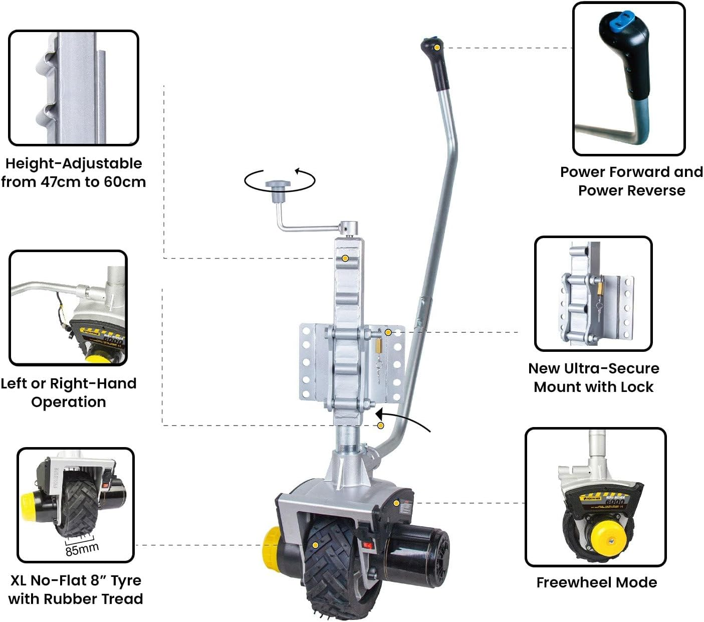 Gen3 Mini Mover Electric Motorised Jockey Wheel for Boat Trailer Caravan 12V 550W image number 4