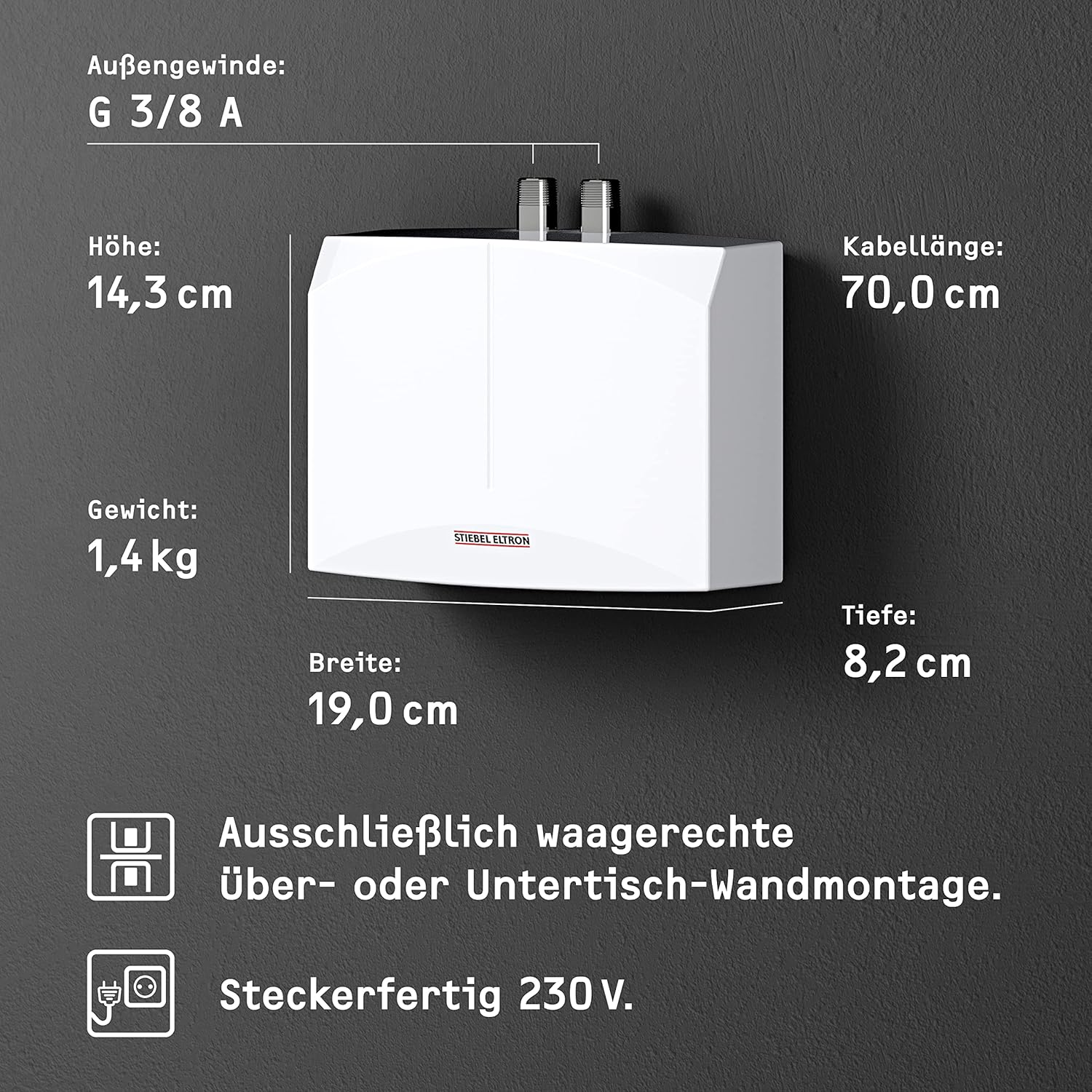 Stiebel Eltron DNM Hydraulic Controlled Mini Tankless Water Heater, White, 185411 3.5 Kilowattsw, 230 Voltsv image number 5
