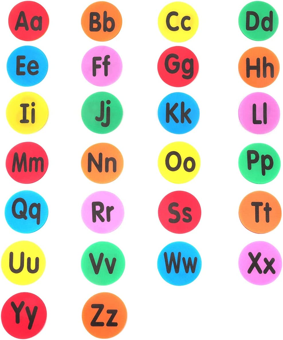 VANANA 26 Pieces English Alphabet Letter Carpet Sticker Sit Magic round Shape Marker Circles Dot for Preschool Kindergarten Game Classroom image number 5