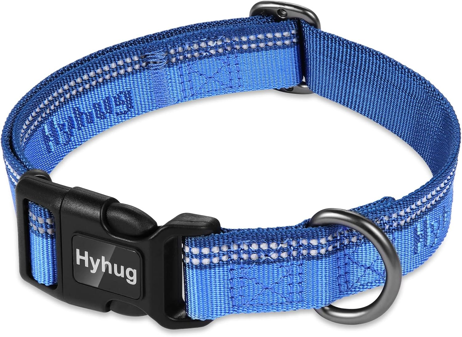 Hyhug Design Double-Color Nylon Jacquard Webbing, Heavy-Duty Classic Basic Collar, Quick Release Buckle, Specially Designed for Gentle Breeds Dogs. (Medium, Ultimate Gray)