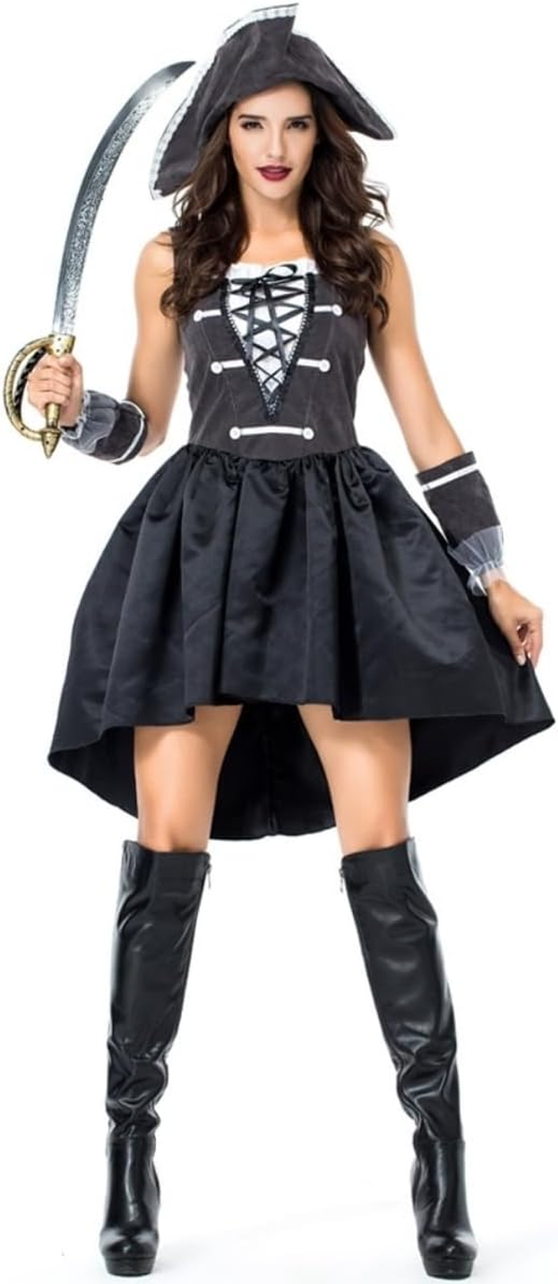 Costume Bay Women'S Sexy Pirate Costume Polyester Adventurous Seas Caribbean Swashbuckler Pirate Outfit Party Halloween Event Masquarade Cold Sultry Dress