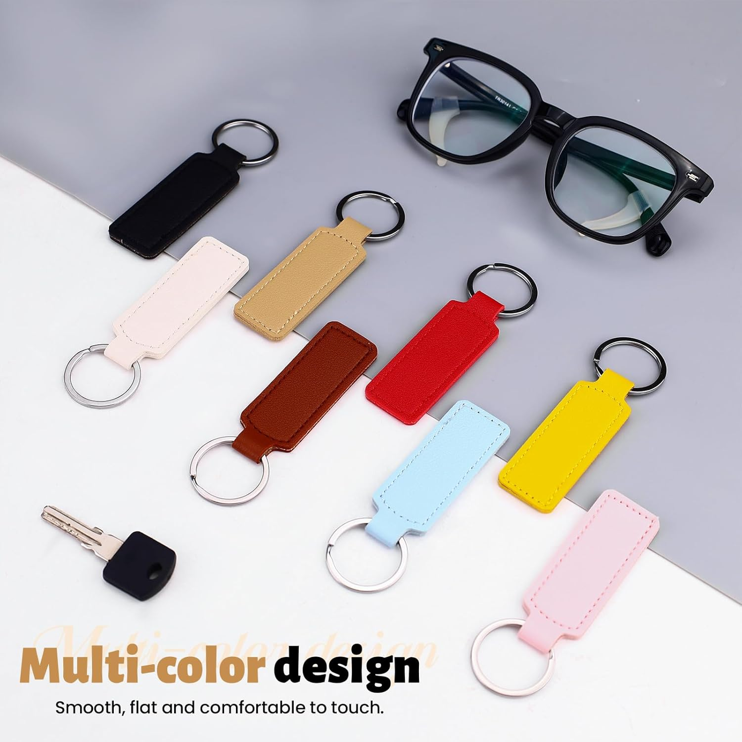 NEETUE 16 PCS Blank Leather Keychains, DIY Keychains PU Leather Key Chains for Pendant Ornament Making, Car Key Chain Making image number 5