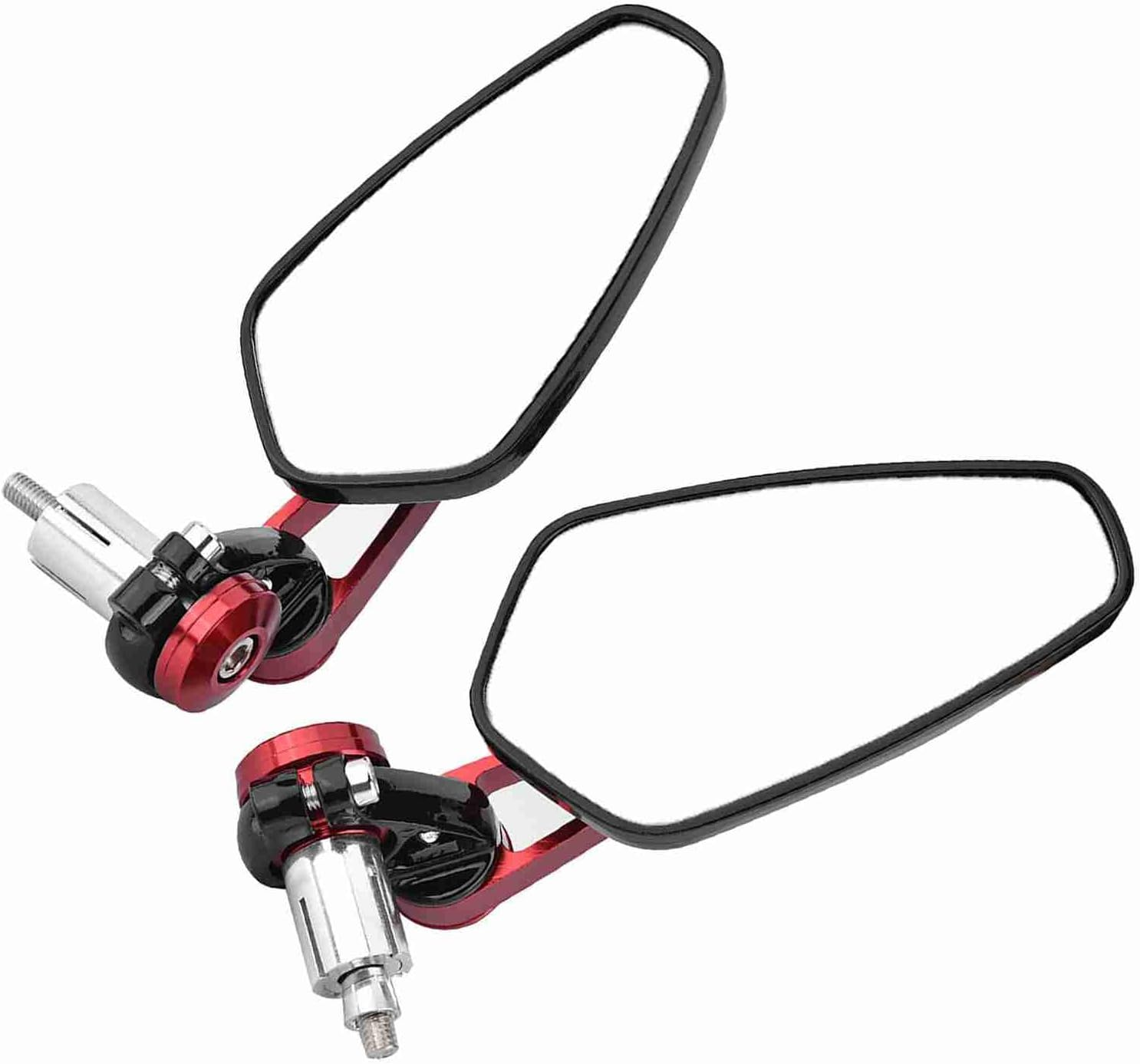 Universal Motorcycle Aluminum Alloy 7/8" 22Mm Bar End Mirrors with 360-Degree Adjustability and Clear Optic Glass in (Red)