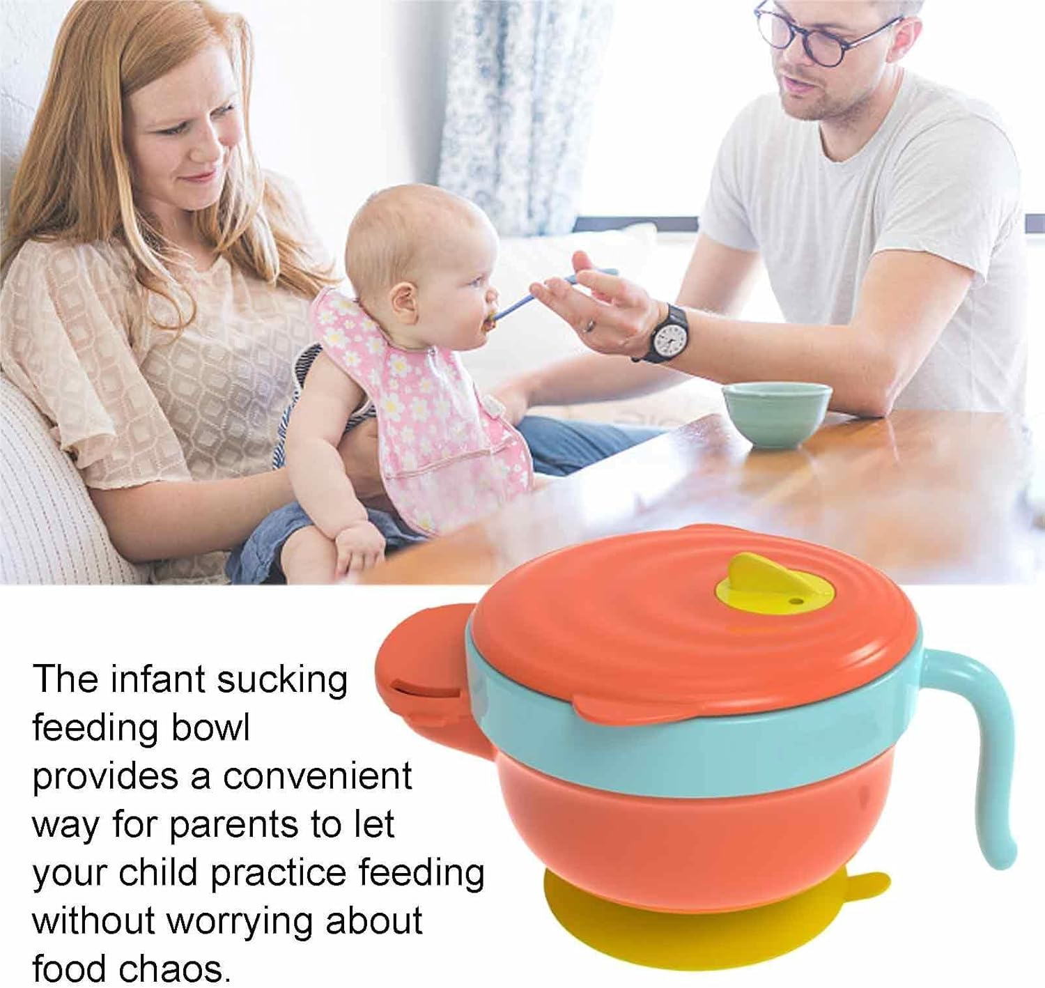 Baby Bowls with Suction,Non-Slip Baby Food Bowls with Lid - Detachable Baby First Stage Bowls with Water to Keep Food Warm for Babies, image number 5