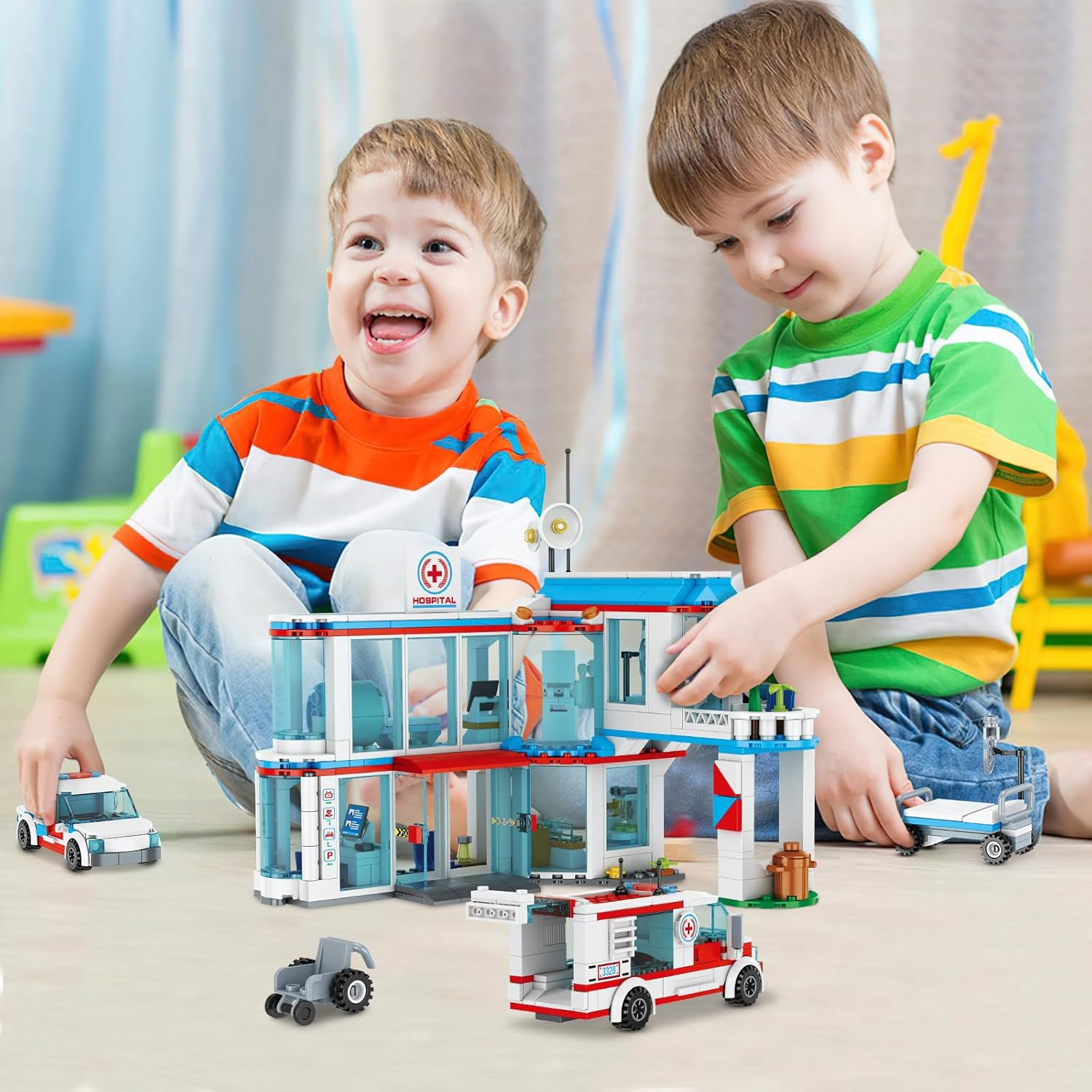 City Hospital STEM 3 In1 Building Sets, Compatible with  Ambulance Tor Truck, Rescue Helicopter, Connect to Other City Sets, 687 PCS Best for 6 7 8 9 10 Boys image number 2