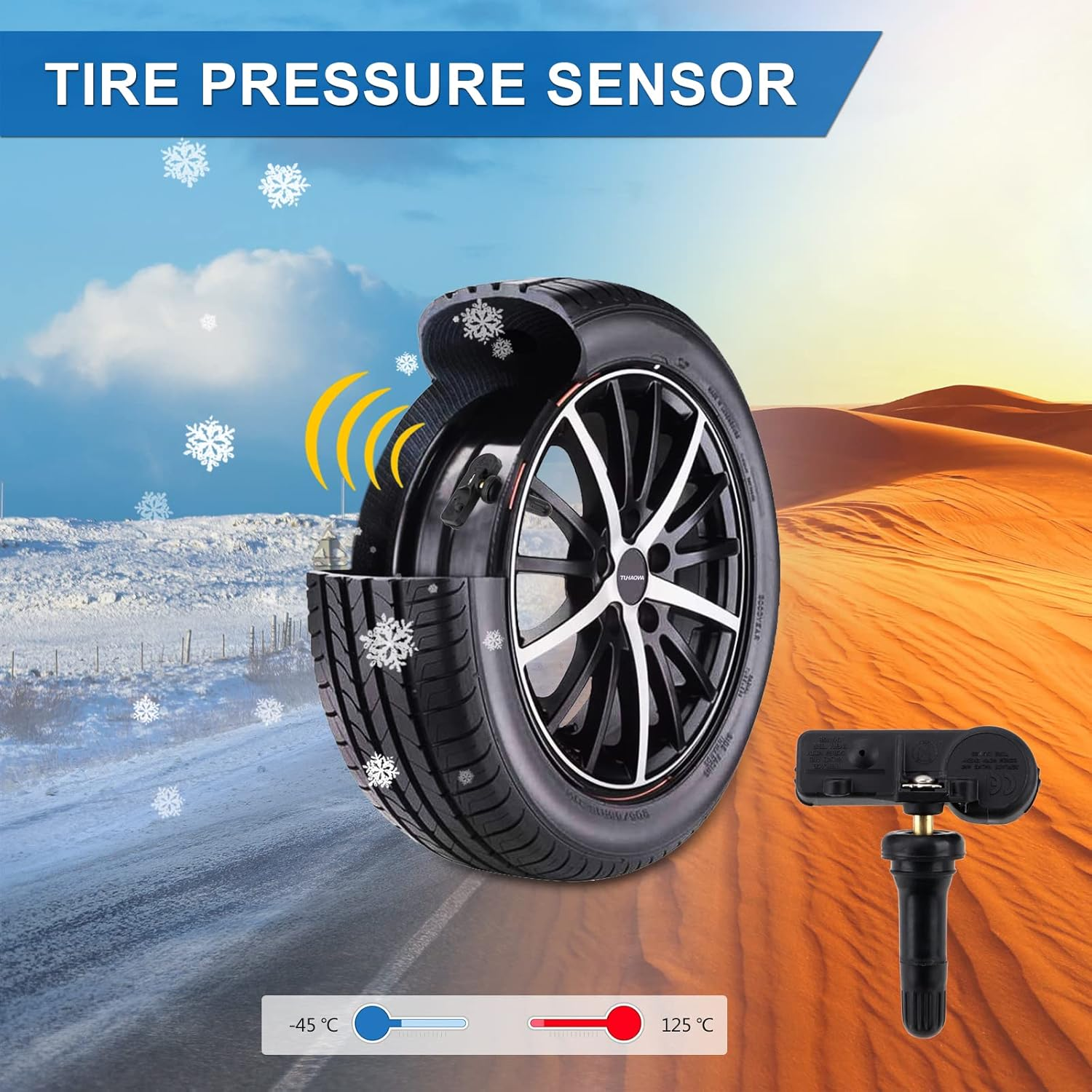 TPMS Tire Pressure Sensor Compatible with Chrysler Dodge Fiat Jeep RAM Volkswagen 433 Mhz Replace# 56029398AB 56029398AA 56029400AD 56029400AE 1 Pack