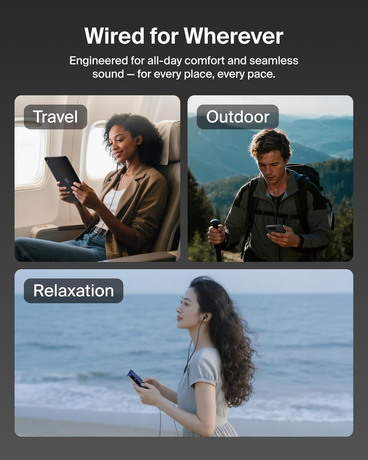 Belkin Soundform Active Noise Cancelling Earbuds Wired with USB C Connector, Ipx5-Rated, In-Ear Earphones W/Microphone for Iphone 17/16/15, Ipad Mini, Galaxy S25, Google Pixel 10, & More - Black - White image number 6