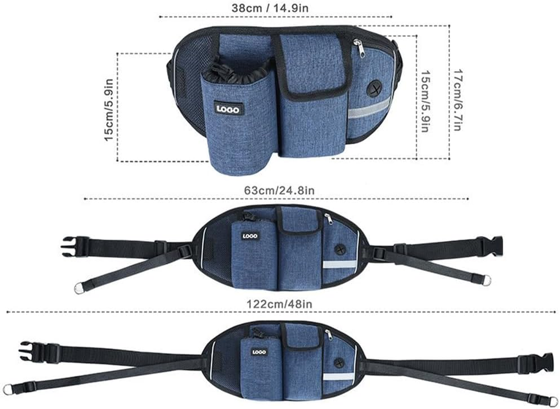 Dog Treat Pouch with Waist Bag for Walking Small Medium Large Dogs, Hands Free Dog Leash with Multi Pouches with Water Bottle Holder, for Walking, Running, Hiking, Upgraded Multifunctional image number 2