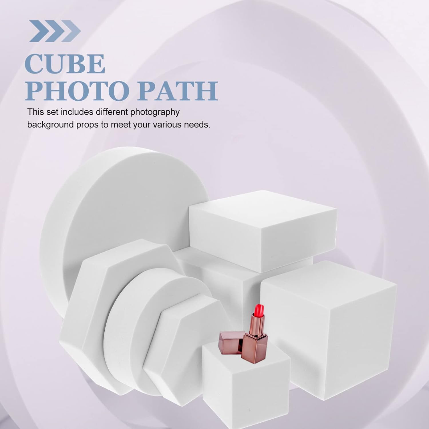 Alipis 8Pcs White Geometric Foam Photo Props for Jewelry, Cosmetics, Product Photography, Display Stands for Photoshoots, Lightweight and Waterproof - Pink image number 7