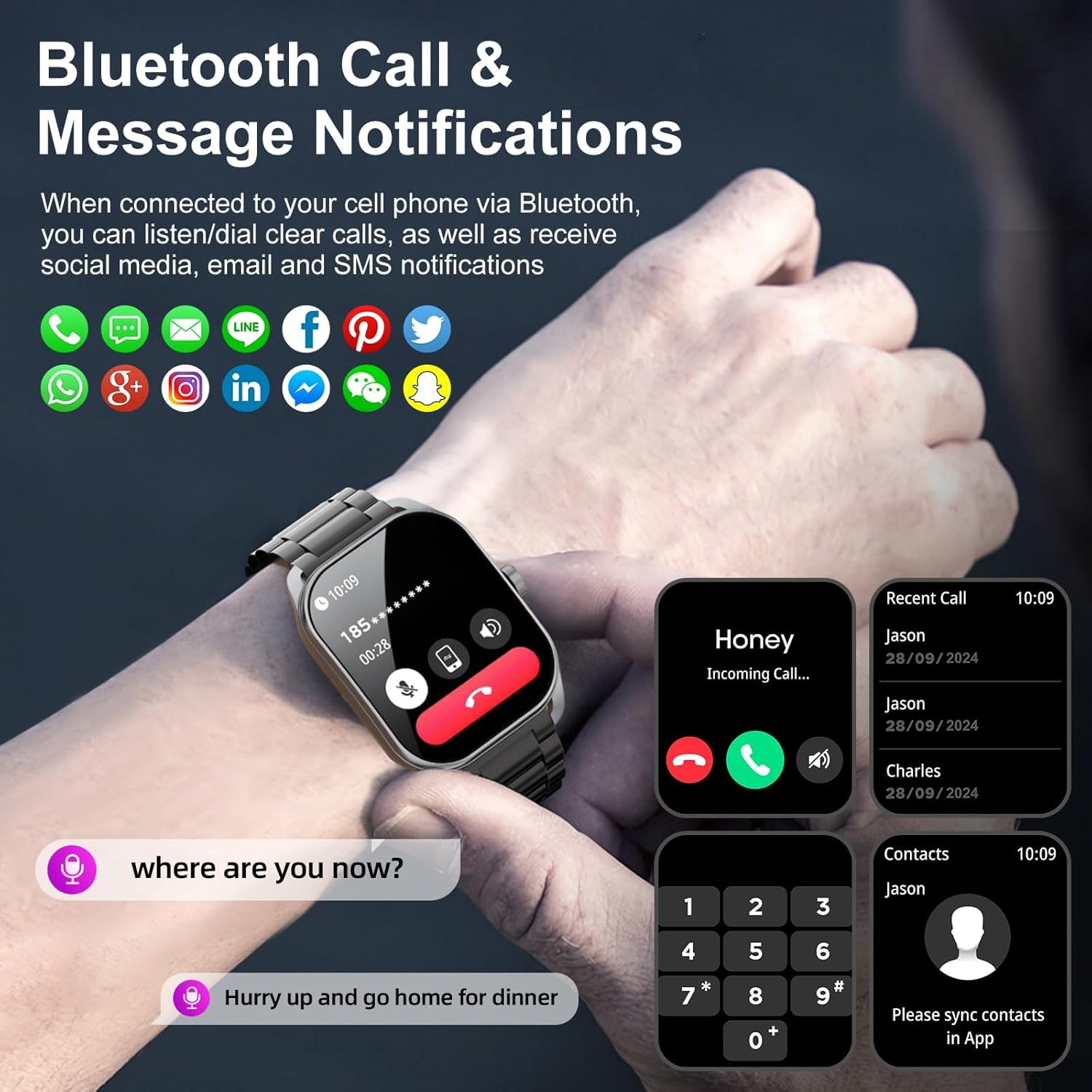 Curve Military Smart Watch for Men(Answer/Make Call), 2.01" Smartwatch 2025 Newest Fitness Tracker with 120+ Sports Modes IP68 Waterproof Fitness Watch for Android Ios (2 Straps) image number 5