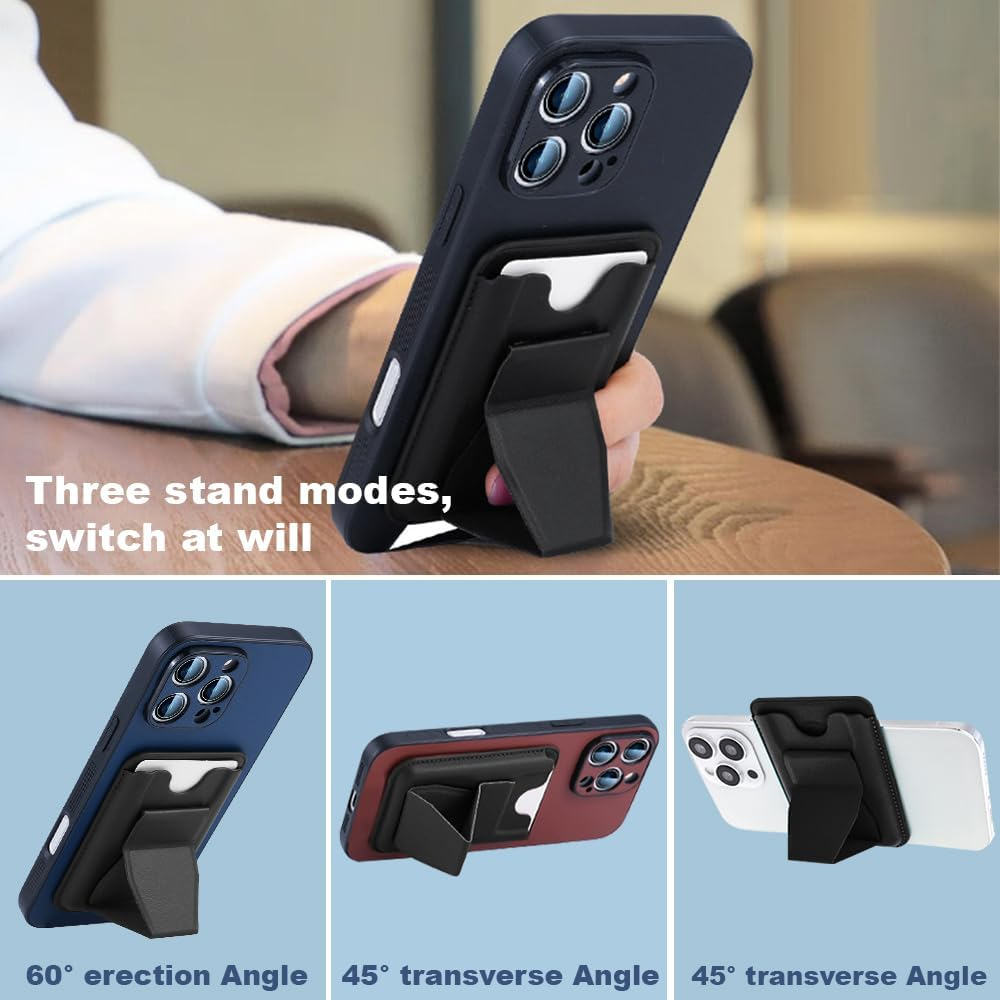 TTPSRY Compatible with Magsafe Wallet Leather Card Holder Magnetic Wallet with Adjustable Stand Ultra Slim Magnetic Wallet for Iphone 16/15/14/13/12 Series, Black, Minimal image number 6