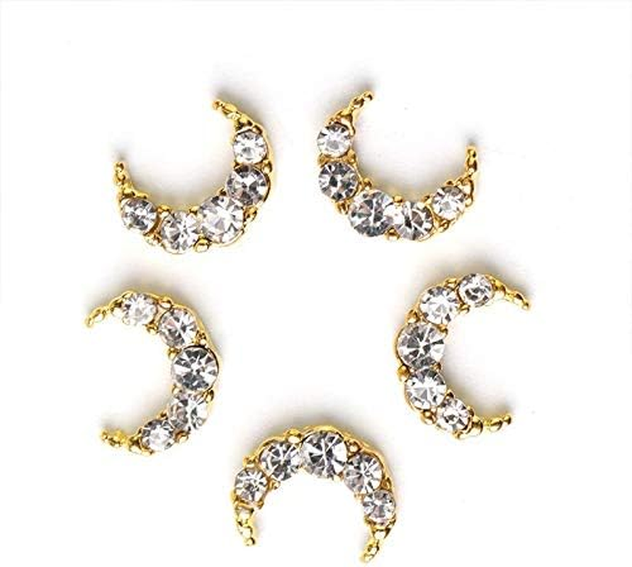 10 Pcs DIY 3D Moon Shape Nail Rhinestones for Nail Art Decorations Design Alloy Manicure Accessories 7X9Mm Zhengpingpai image number 2