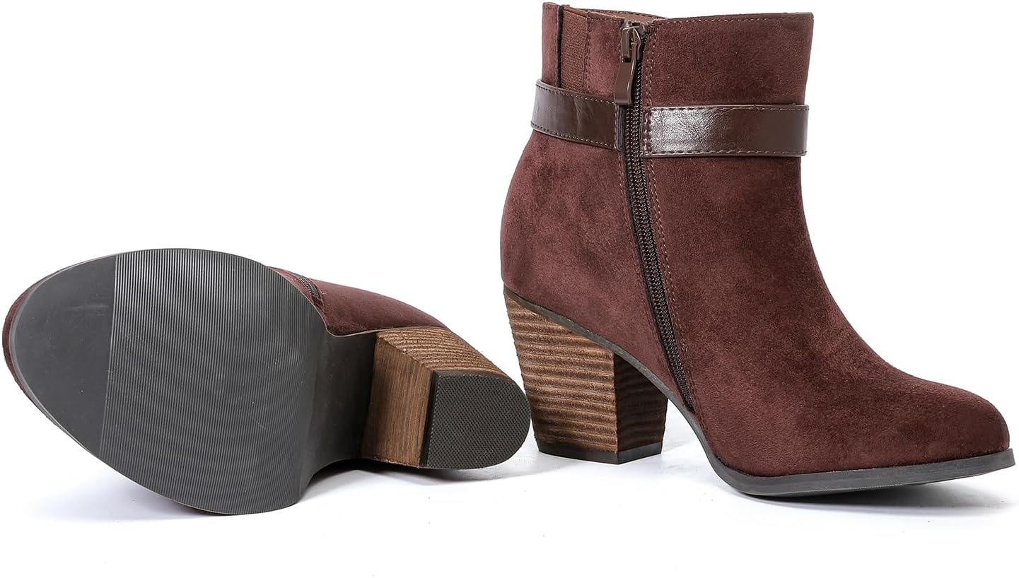 Luoika Women'S Wide Width Ankle Boots, Extra Wide Mid Heel Side Zipper Booties. image number 5