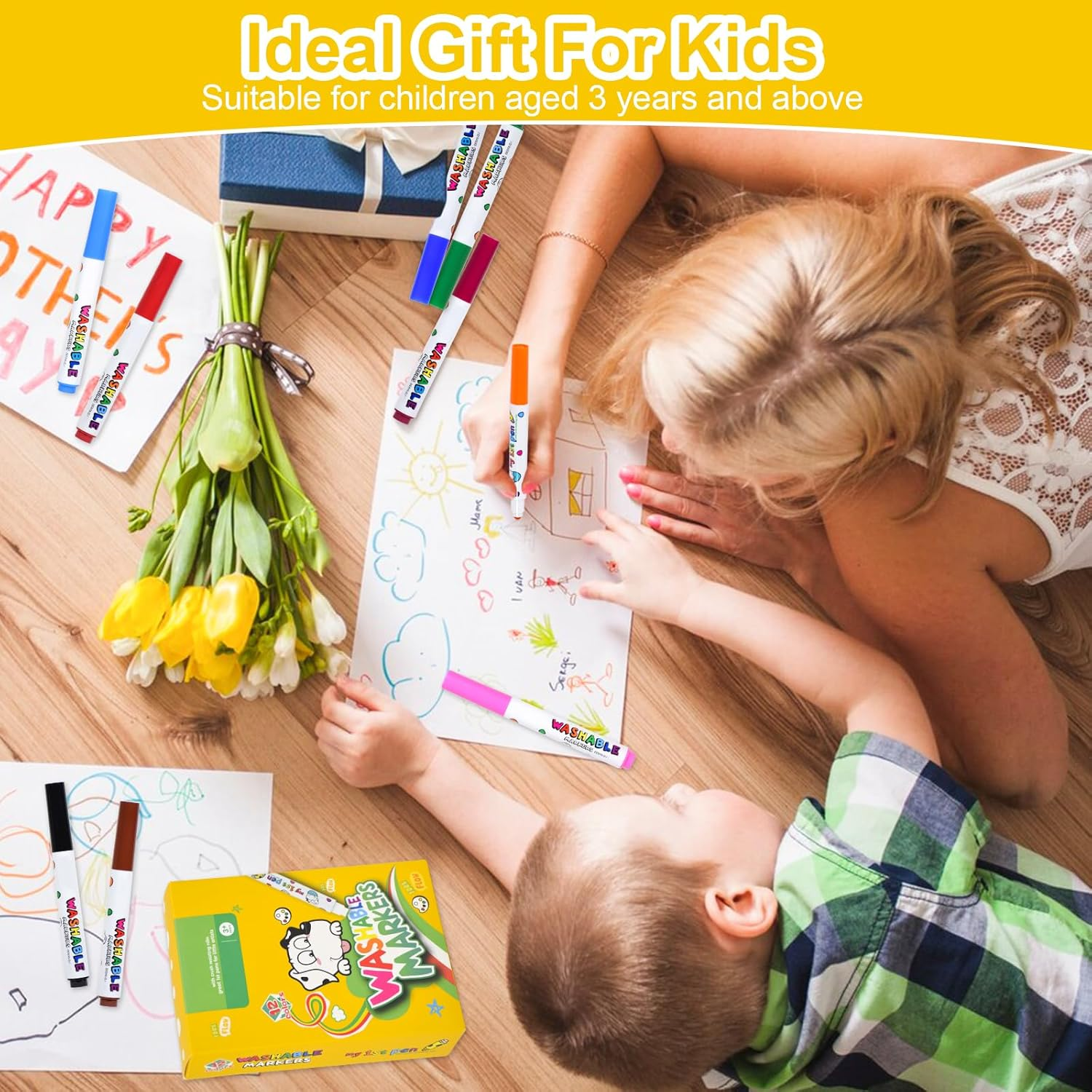 SAYEEC Dot Markers 12 Vibrant Colors Washable Markers for Kids Art Coloring Book Markers round Tip Drawing Pens Broad Line Paint Markers for Toddler Preschool Children Early Childhood School Classroom image number 5