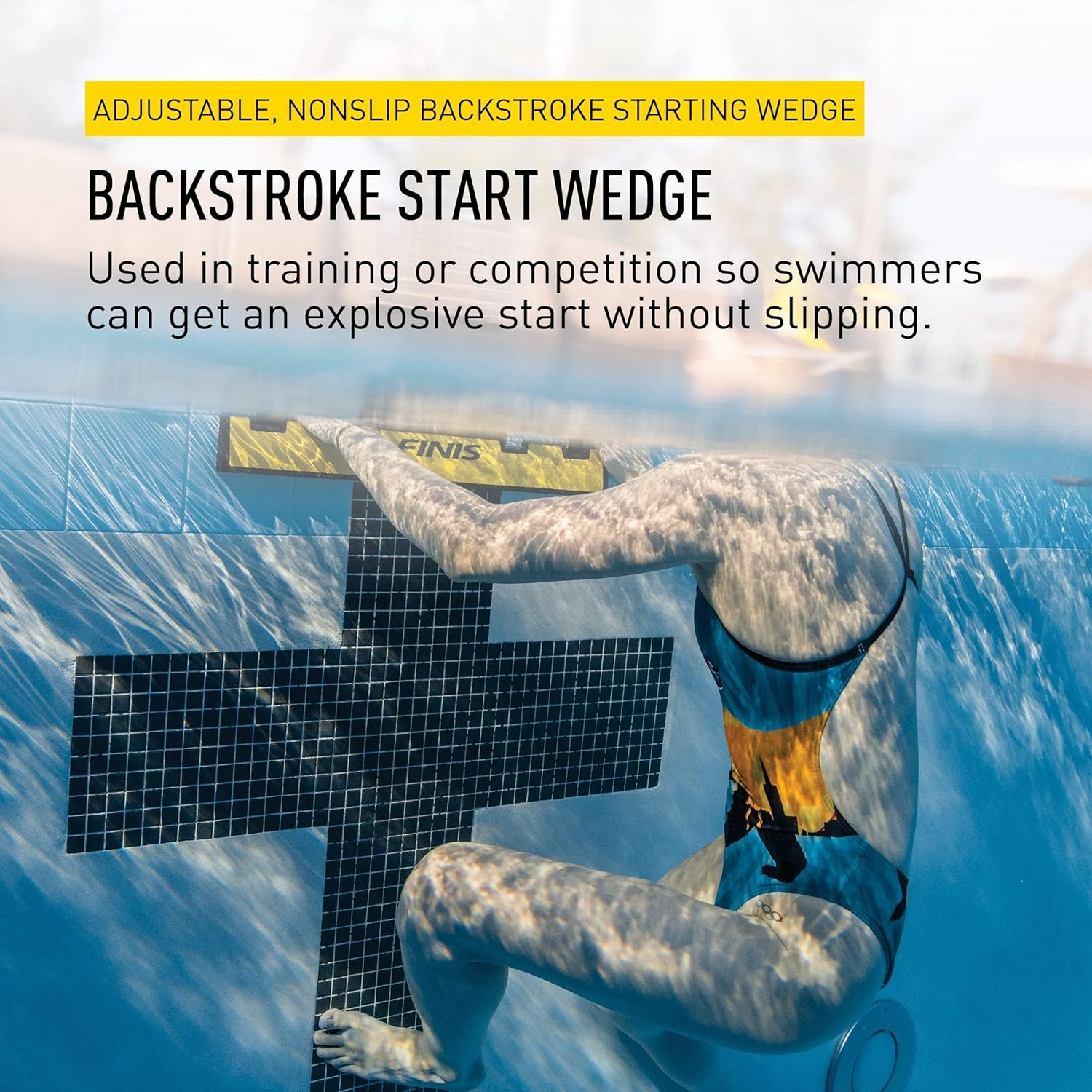 FINIS - Backstroke Start Wedge - Swim Training Gear, Black - Backstroke Wedge for Improved Starts - Yellow image number 2