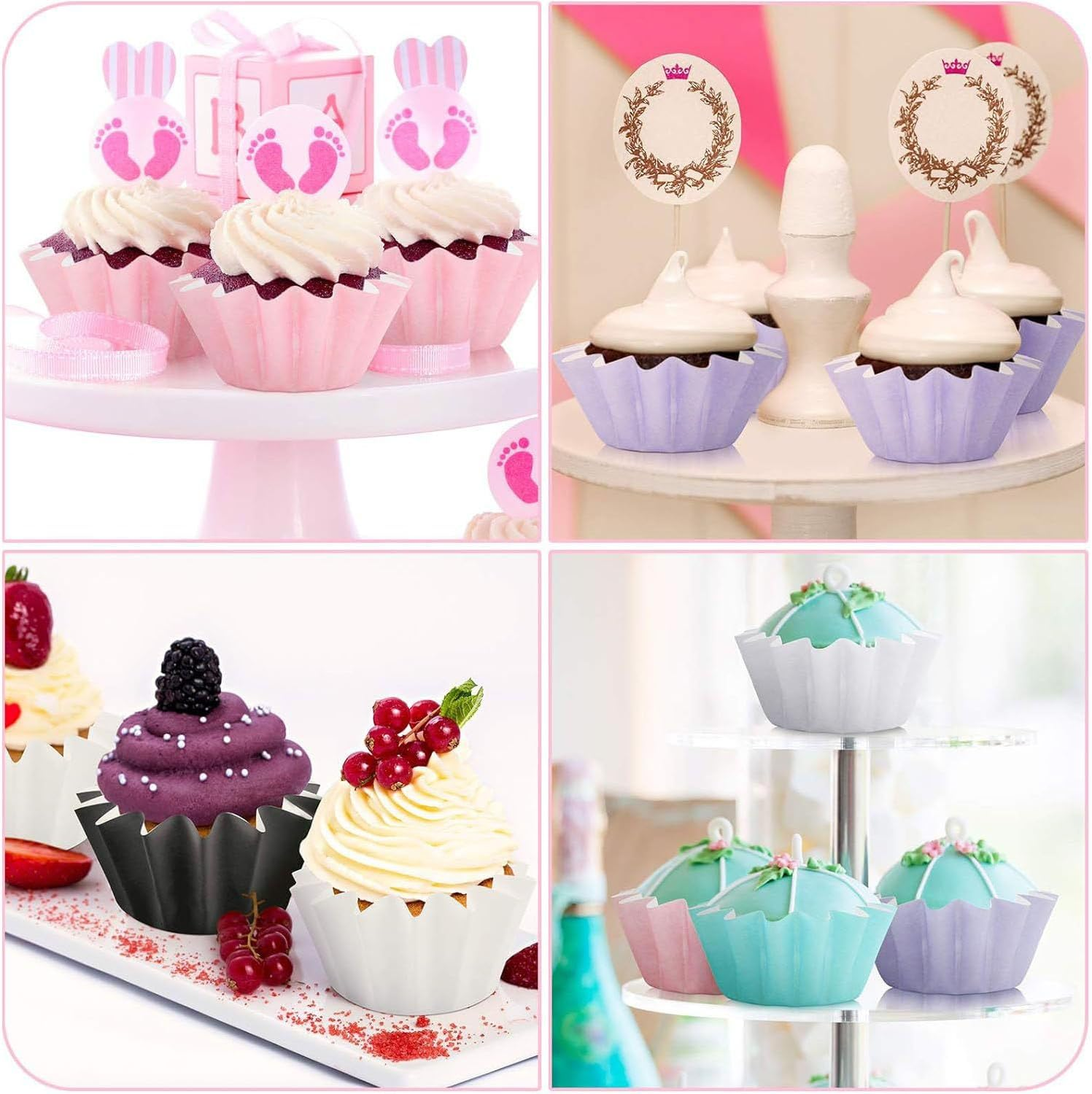 Baking Cups Cupcake Liner 100 PCS, for Wedding Birthday Holiday Party (Multicolor) image number 4