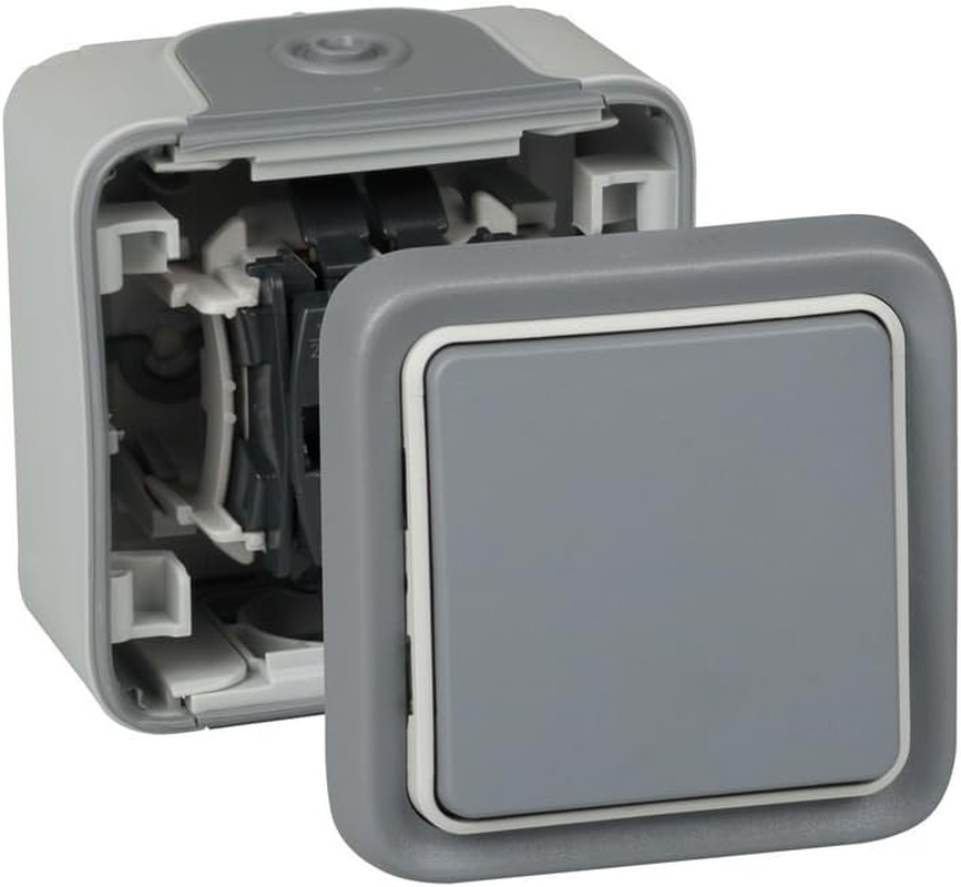 Legrand, 191502 Plexo &ndash; Wall Switch - Push-Button Switch from the Plexo Range, Waterproof, Outdoor, Water-Resistant (IP55), Grey image number 3