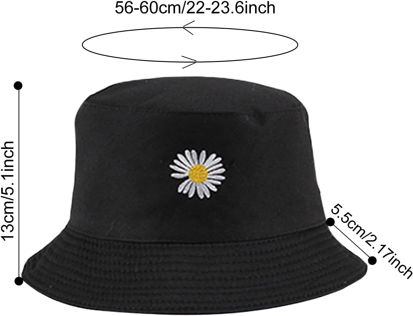 CENZICOM Unisex Bucket Hat,Double-Side-Wear,Embroidery Hat Summer Travel Beach Sun Visor Outdoor Packable Cap - Beige-Black image number 7