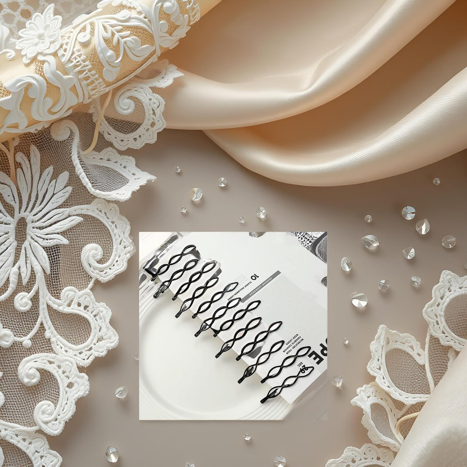 Pack of 12 Black Vintage Hair Pins Mini Bobby Pins Fashion BB Clip Invisible Pony Clip Small Bobby Pins for Women and Girls Decorative Wedding Delicate Accessories Headwear Hair Accessories image number 5