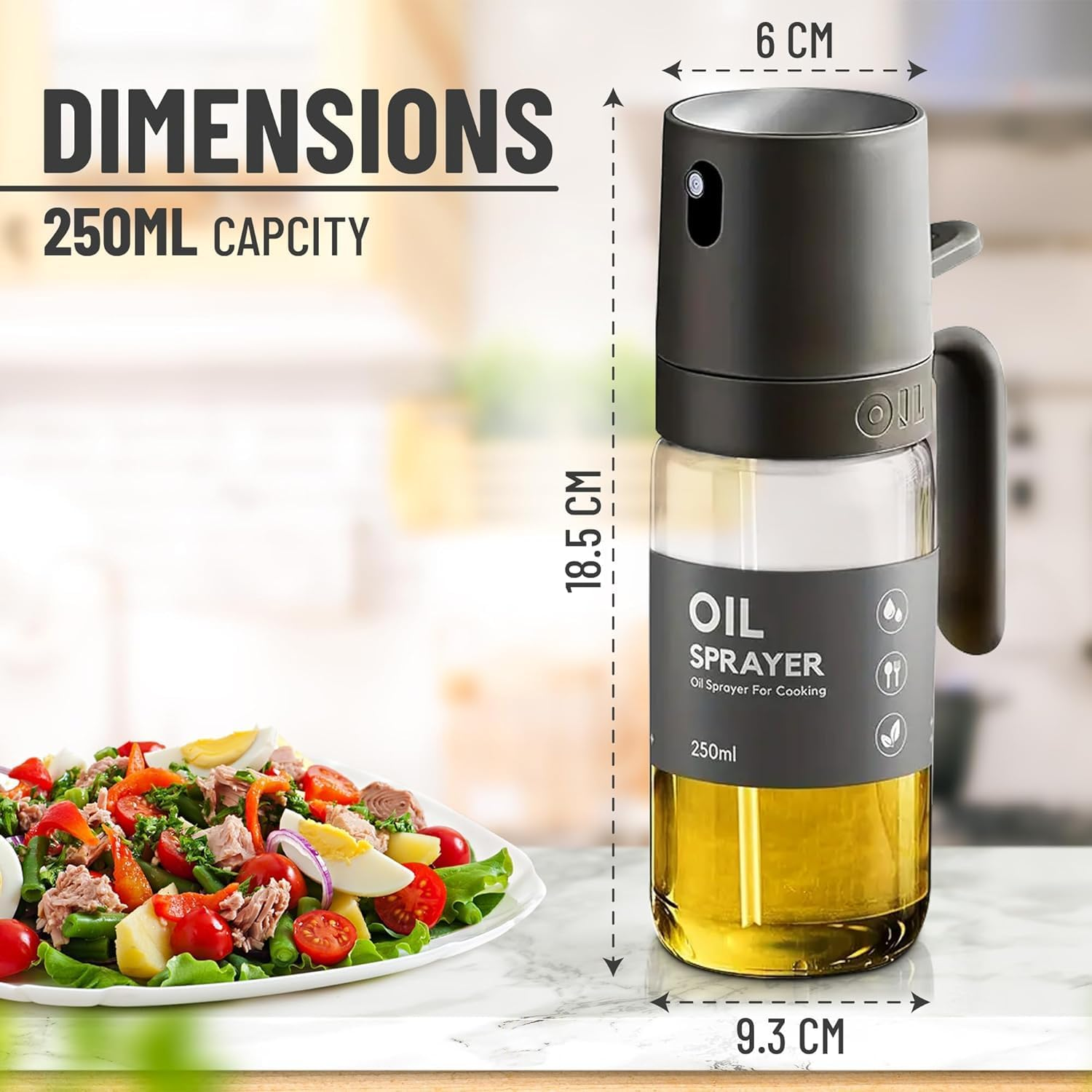 Olive Oil Sprayer for Cooking - Versatile Olive Oil Spray Bottle for Cooking - 250Ml/8.3Oz Oil Spritzer for Air Fryer, Salad, Grilling, Roasting, Baking Essentials image number 3