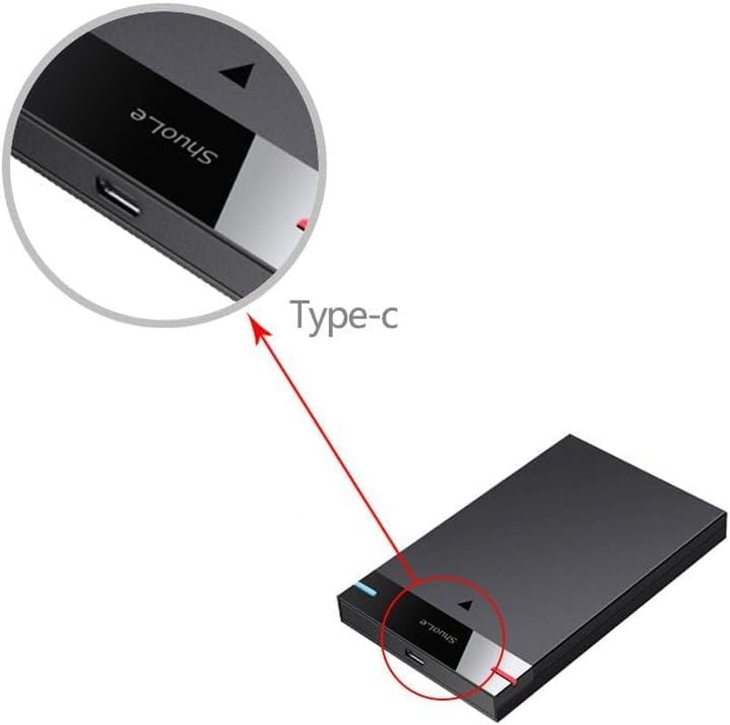 Enclosure HDD Case 2.5 Inch Hard Drive Enclosure, USB 3.0 Type-C Cable External Hard Drive 5TB 5Gbps HD Portable Storage Device Support UASP