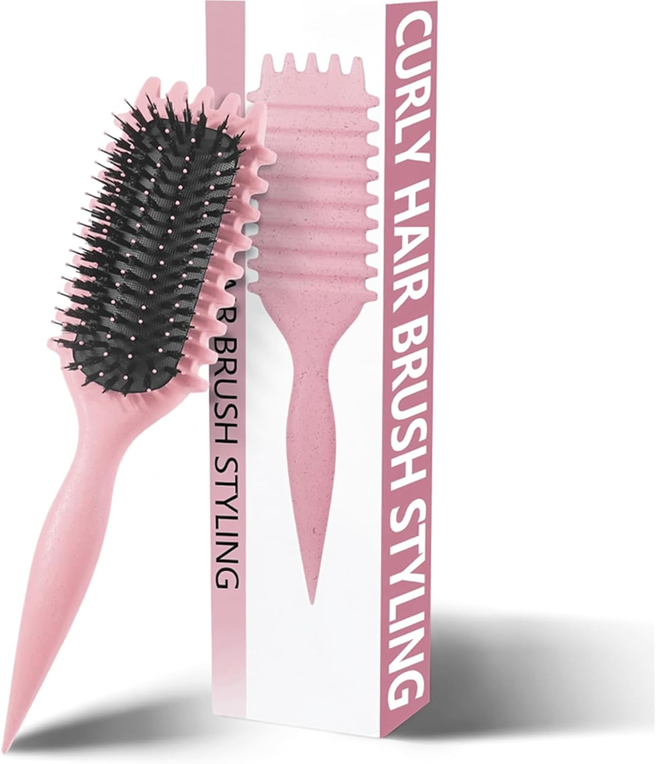 Curl Defining Brush, Curl Define Styling Brush, Hair Brush for Combing and Shaping Men'S and Women'S Curls to Reduce Pulling, Nylon Bristles, Curl Enhancing, Unisex (Pink, 24 Cm) image number 3