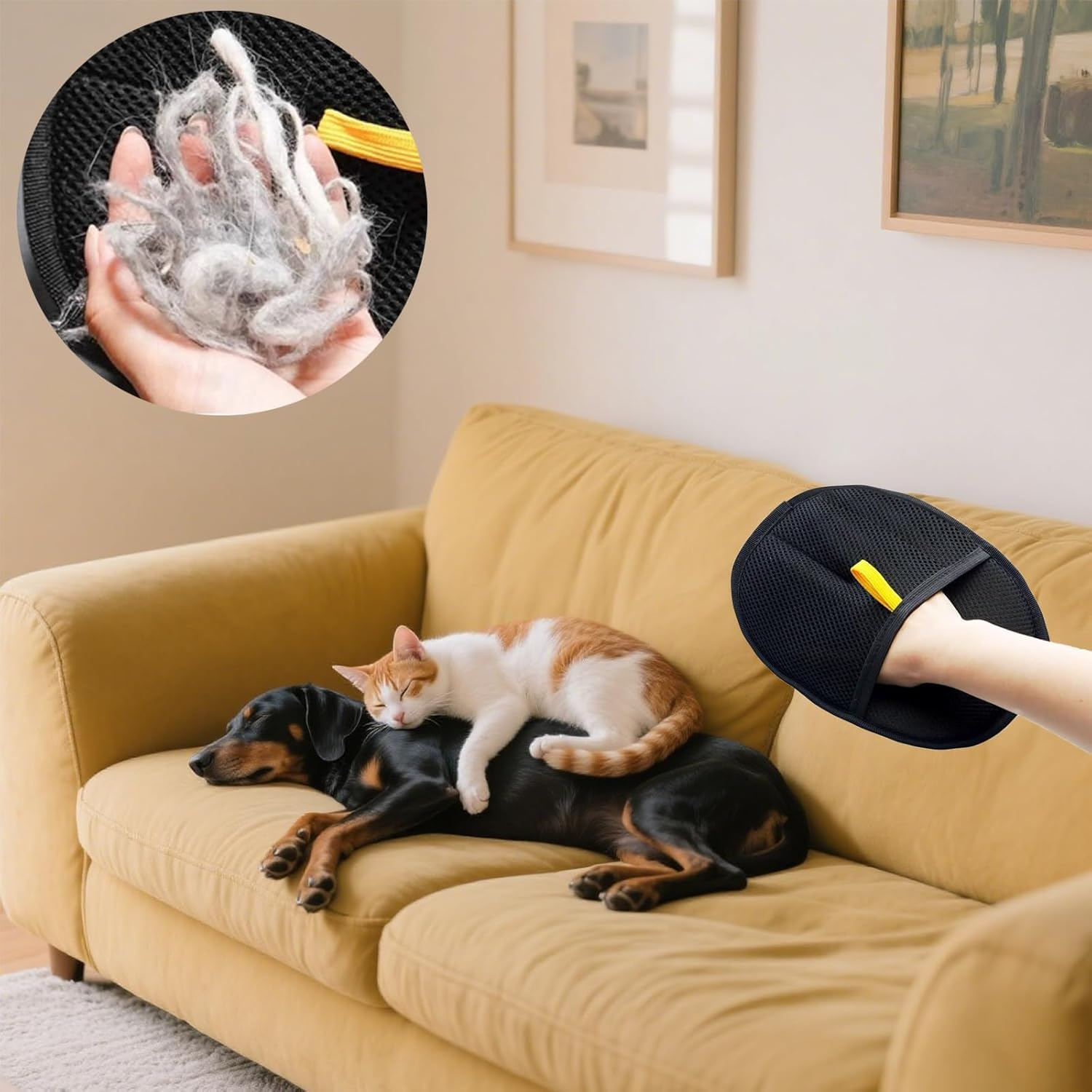 Pack of 2 Fur Magnets, Fur Magnet Gloves, Cat Hair, Pet Gloves, Pet Hair Gloves for Cleaning Clothes and Furniture, for Cats and Dogs image number 5