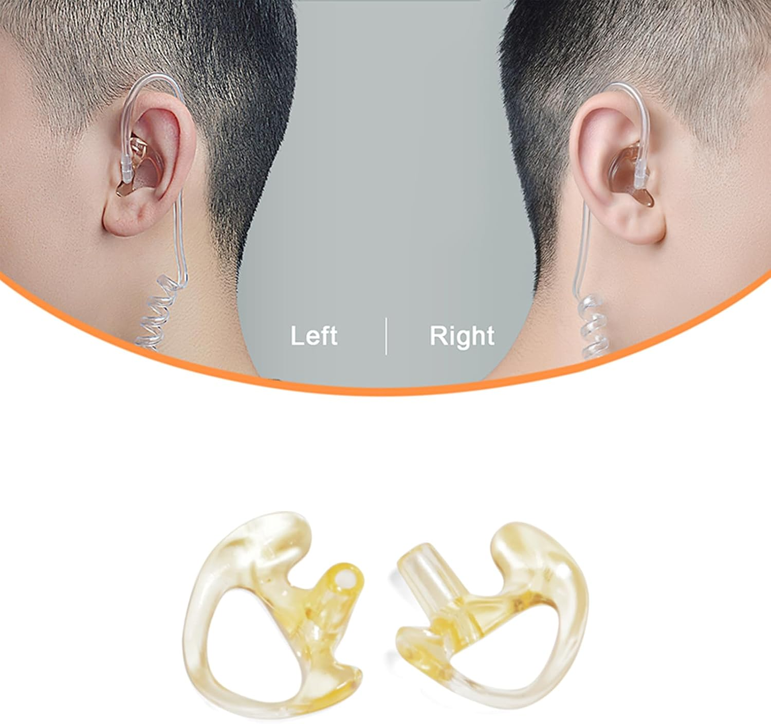 3.5Mm 1 Pin Listen Only Surveillance Covert Acoustic Air Tube Earpiece Police Radio Headset + Medium Repalcement Earmolds for Motorola Radio Speaker Mics image number 6