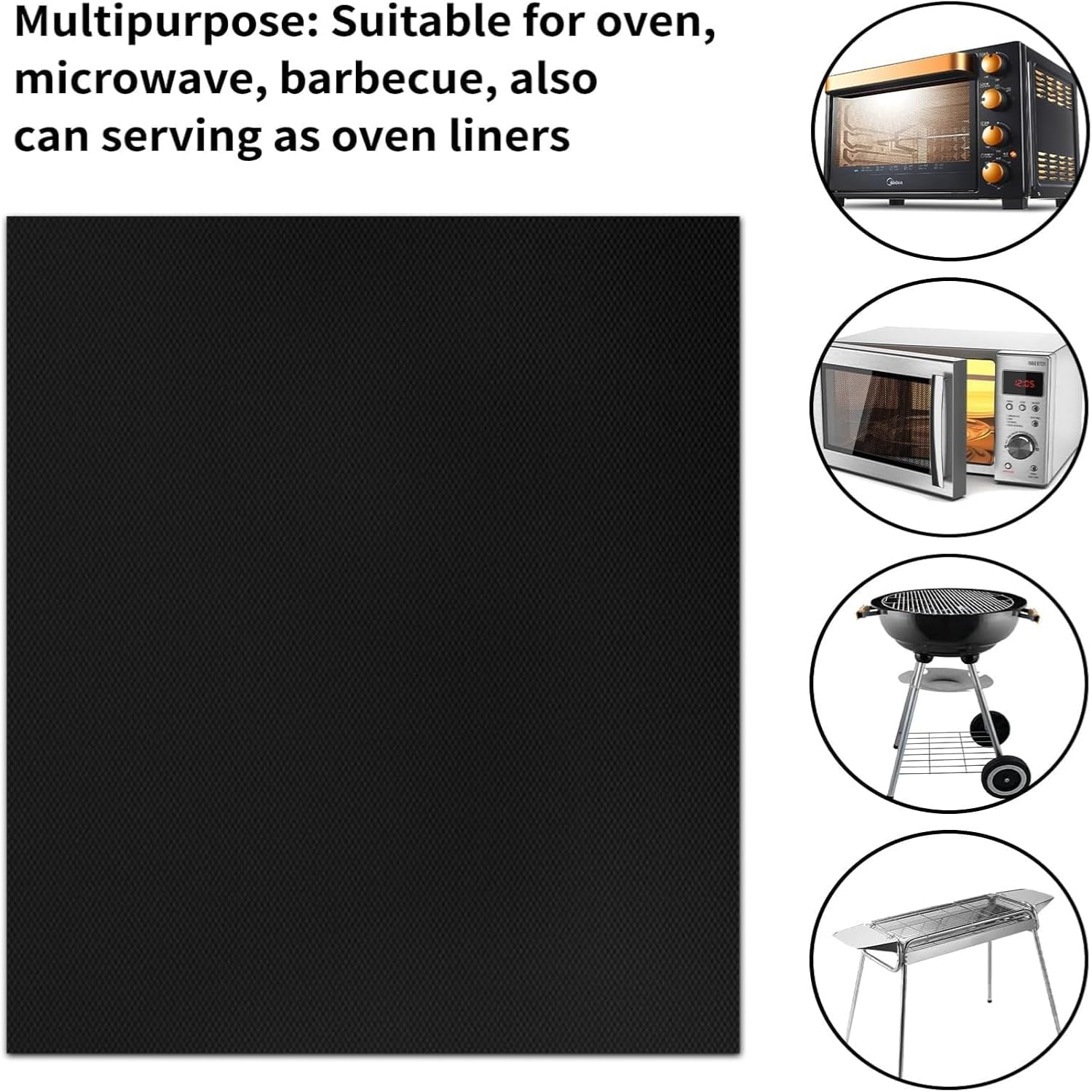 5 Pack Oven Liners for Bottom of Oven-40X33Cm, BBQ Grill Mats for Outdoor Grill, Teflon Oven Liners for Bottom of Oven for Gas, Charcoal, Electric Grill Kitchen Cooking Accessory Reusable image number 1