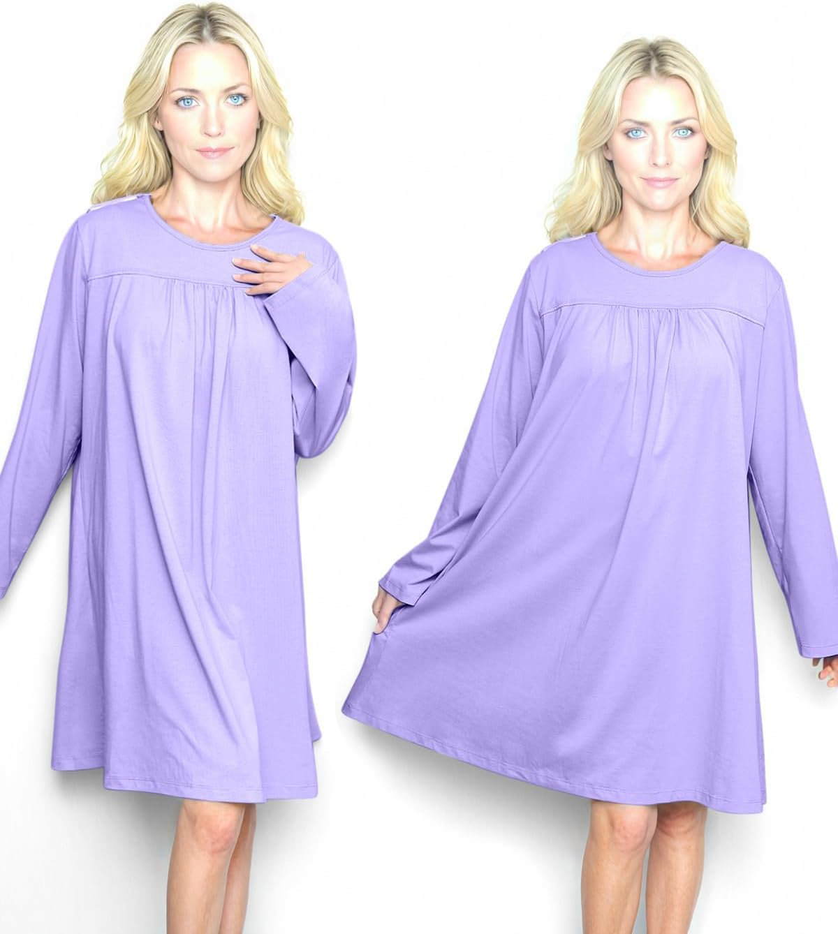 Open Back Hospital Gowns for Women Long Sleeve Open Back Dress Nursing Gowns Post Shoulder Surgery Dress image number 1