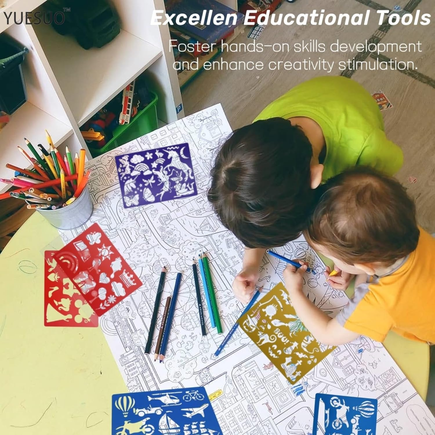 YUESUO 20 Pieces Drawing Stencils for Kids Painting Templates for Girls & Boys 300+ Patterns Plastic Painting Stencil Card Making (Style A)