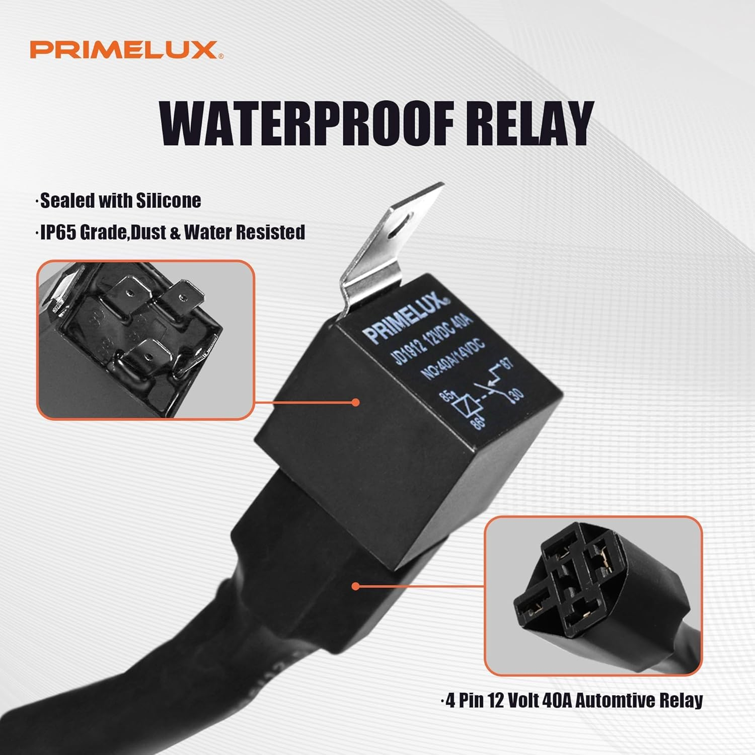 Primelux 16AWG Universal LED Light Bar Wiring Harness Kit with 40A Relay & Waterproof Switch &ndash; Compatible with Trucks, UTV, ATV, Boats (12V 0-180W, IP65, 2-Year Warranty) image number 4