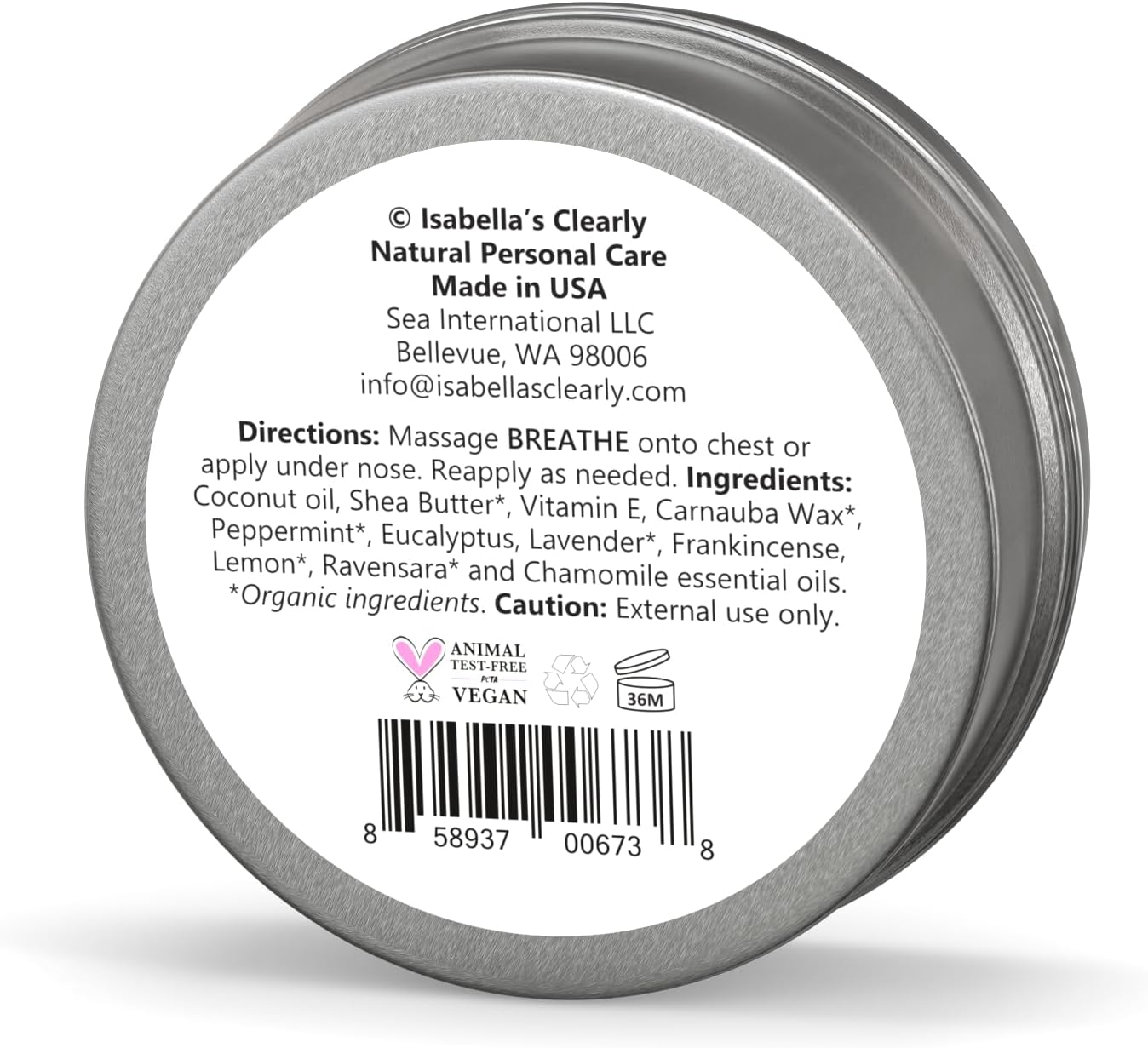 Isabella'S Clearly BREATHE Aromatherapy Chest Balm | Natural Essential Oil Rub with Eucalyptus, Peppermint & Chamomile | Plant-Based, Vegan & Cruelty-Free | Made in USA image number 1