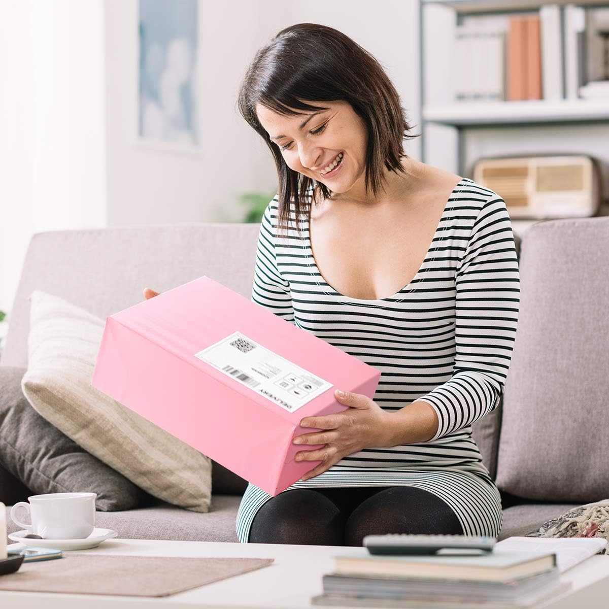 UCGOU Poly Mailers 14.5X19 Inch Light Pink 100 Pack Large Shipping Bags #7 Strong Thick Mailing Envelopes Self Sealing Adhesive Waterproof and Tear Proof Boutique Packaging Postal for Clothing