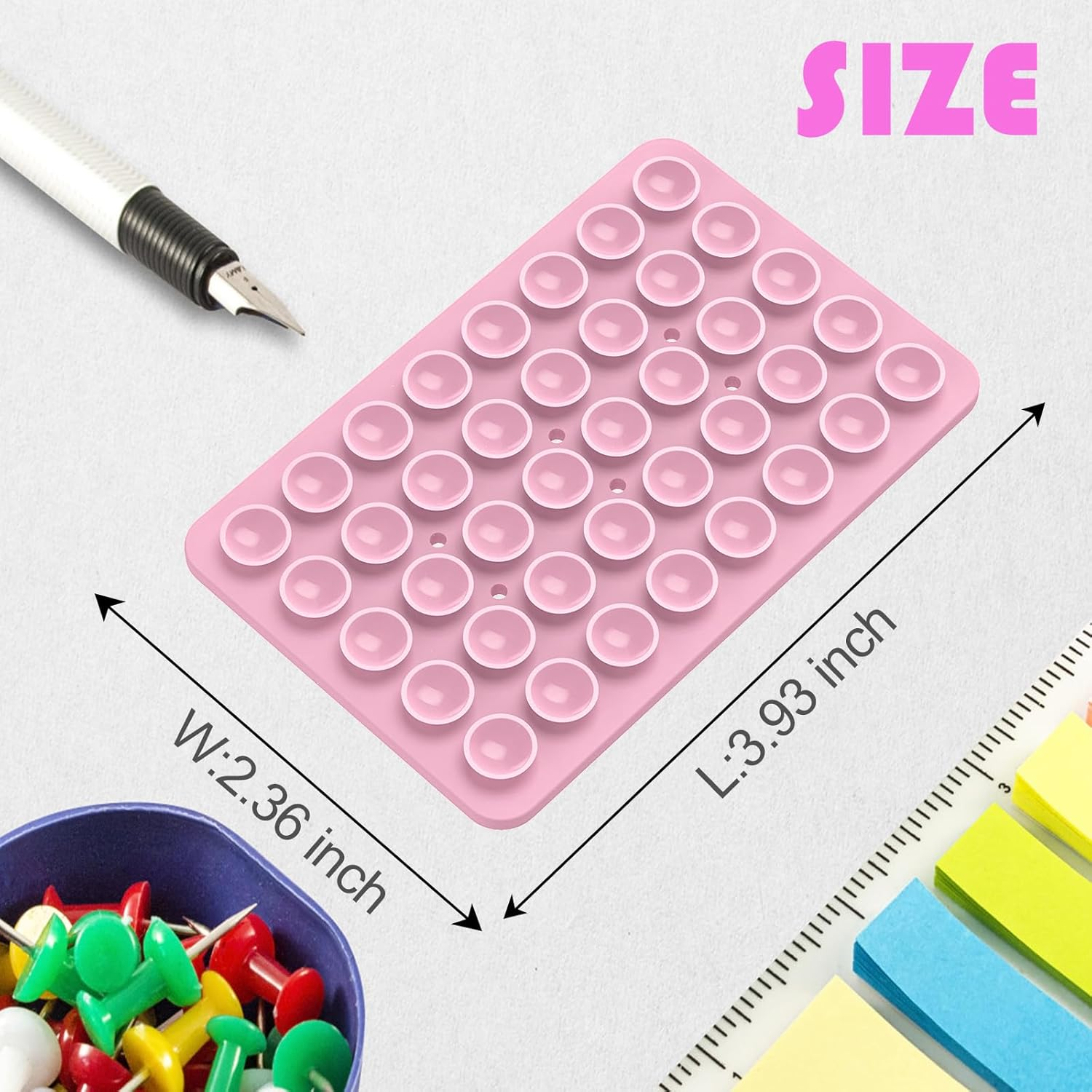 2PACK Silicone Double Sided Suction Phone Case Mount, Detachable Hands Free & Strong Grip Holder for Selfies & Videos, Compatible Iphone Android (Light Pink, 2Pack 40 Suction Cups) image number 2