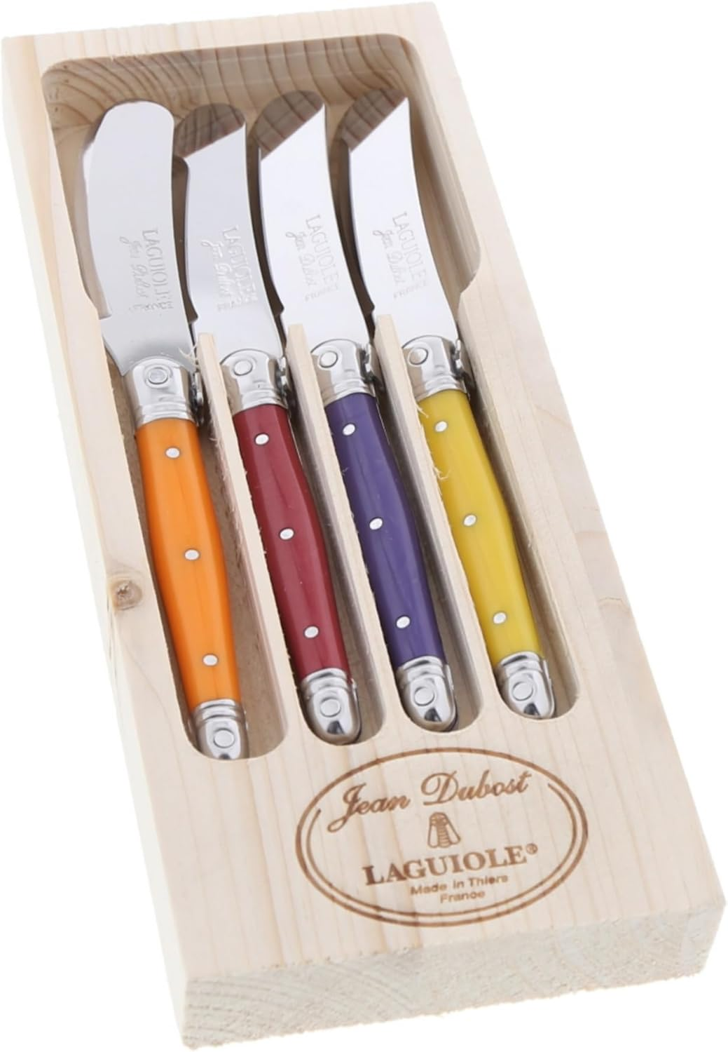 Jean Dubost Laguiole 97455 Box of 4 Breakfast Knives ABS Assorted Colours