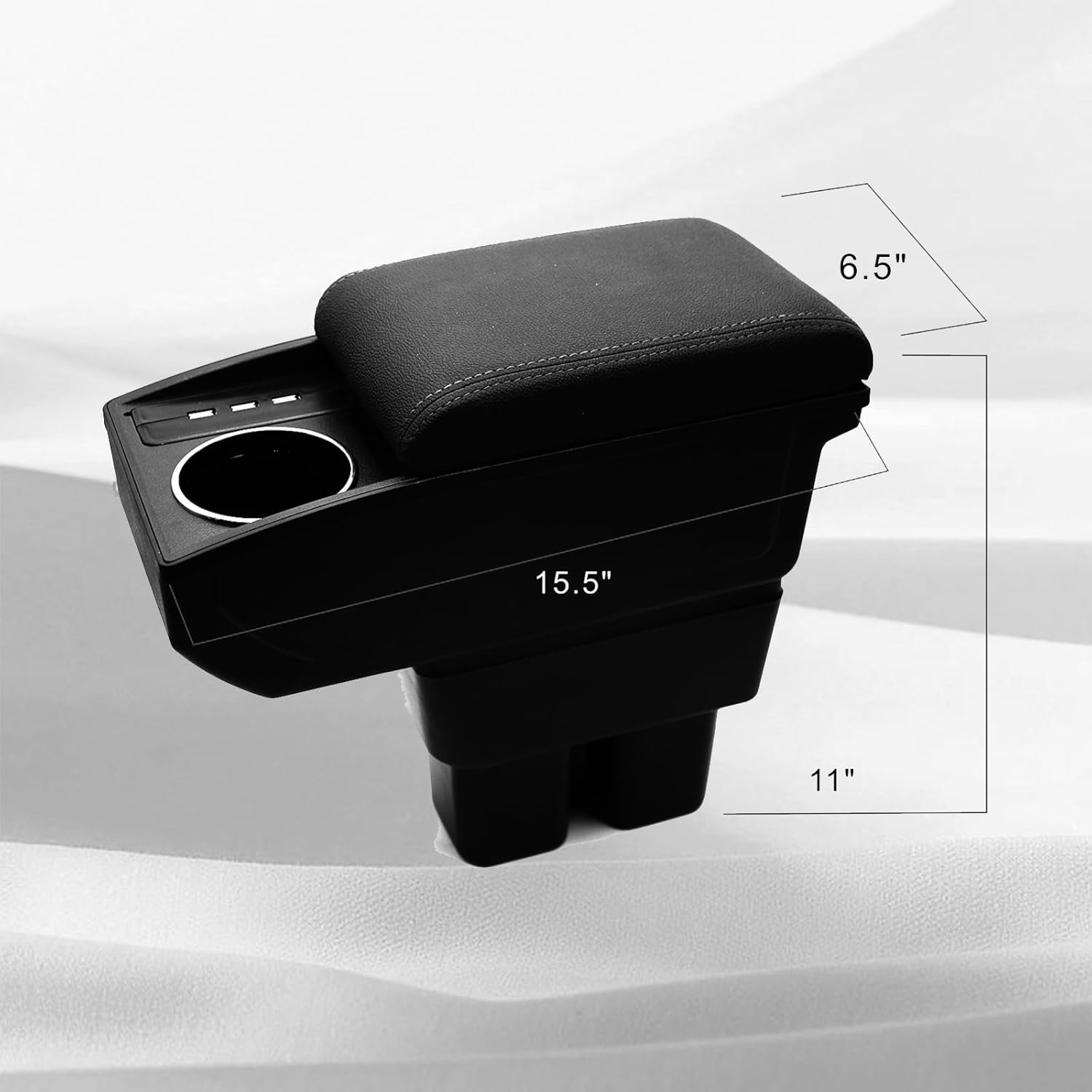 Tocsho Armrest Box for Suzuki Jimny JB64W/JB74W 2018-2023 Car Center Console Black Leather with Charging 3 USB Ports image number 5