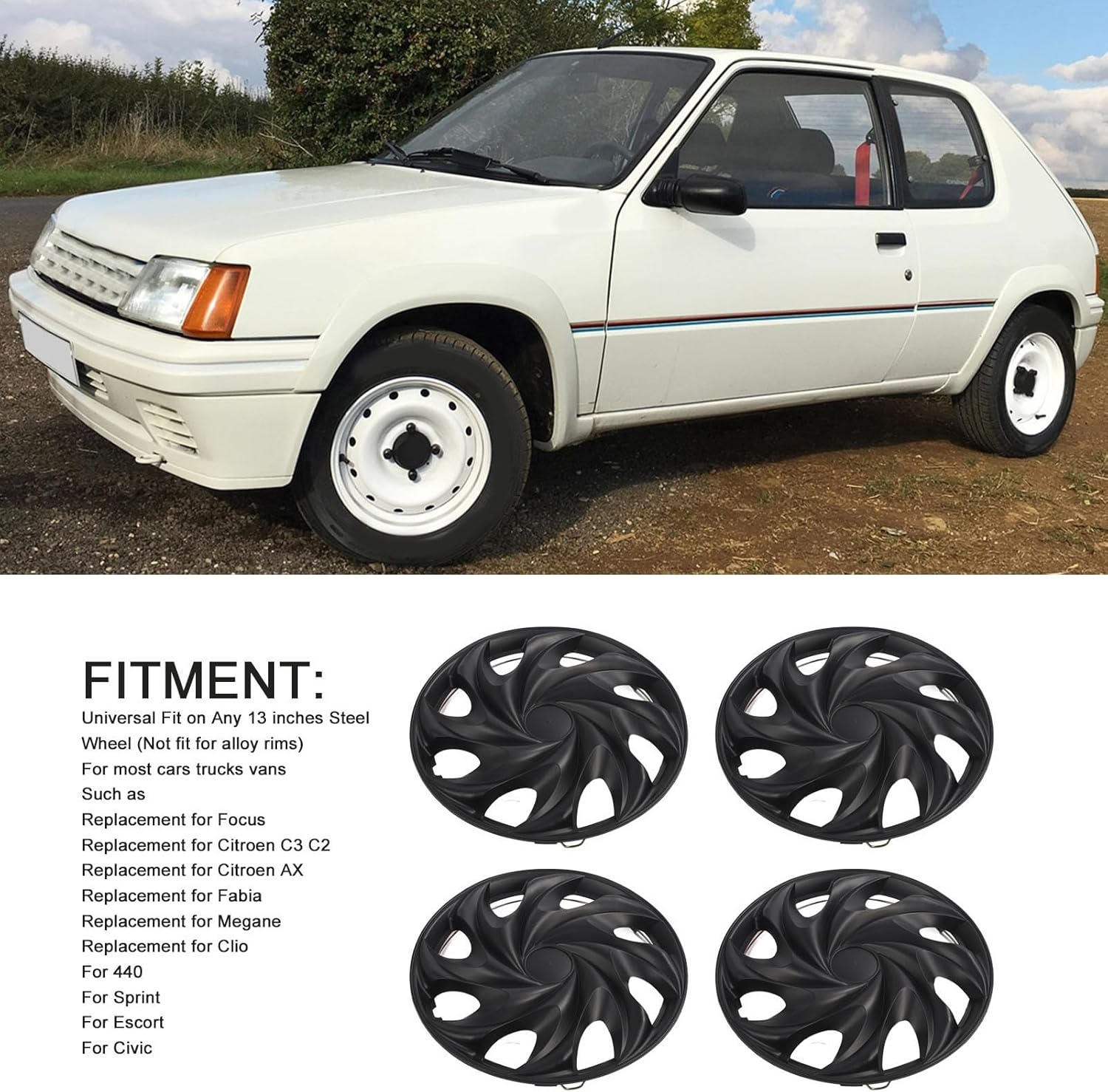 4Pc 15 Inch Hubcap Wheel Covers, Stylish and Sturdy Rim Protectors Universal Hubcap for Cars Trucks Vans, Protects and Beautifies Vehicle, Auto Tire Rim Replacement image number 3