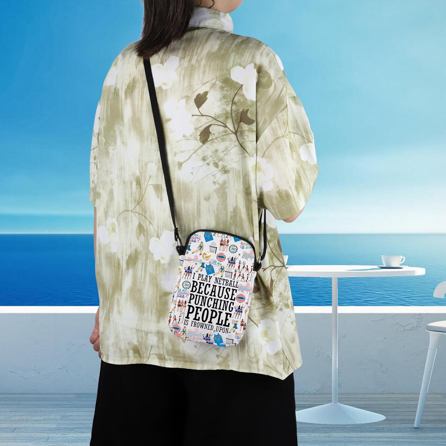 WCGXKO Netball Crossbody Bag Netball Appreciation Gift Netball Player Gift Netball Sports Gift Netball Messenger Bag image number 3