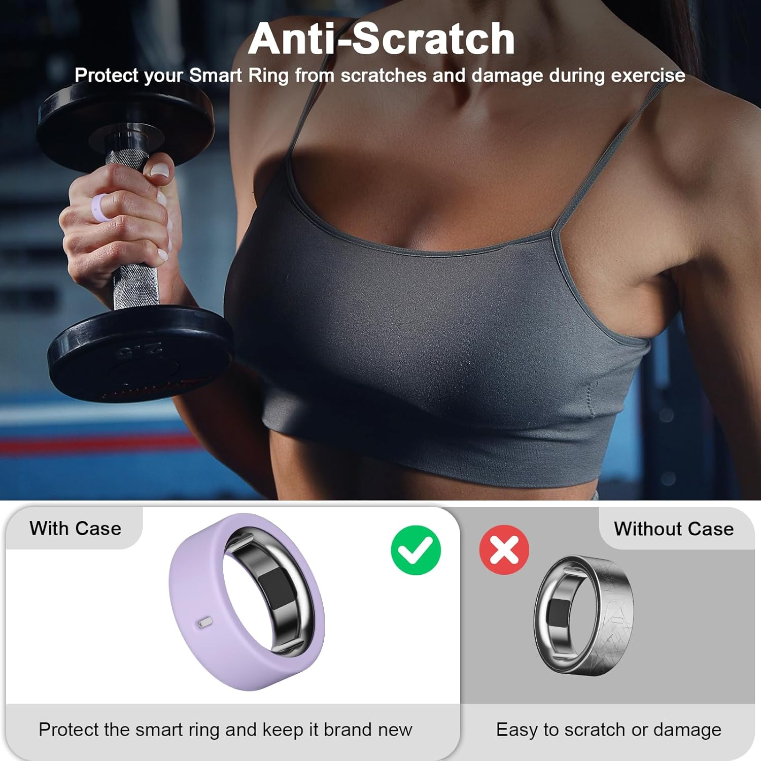 ZOOROO Rings Cover Compatible with Oura Ring Gen 4/4 Ceramic/Gen 3/Ultrahuman Ring, Surport Charging with Cover On, Anti-Scratch Elastic Silicone Rings Protector Case for Men Women Working Out Gym, L image number 4