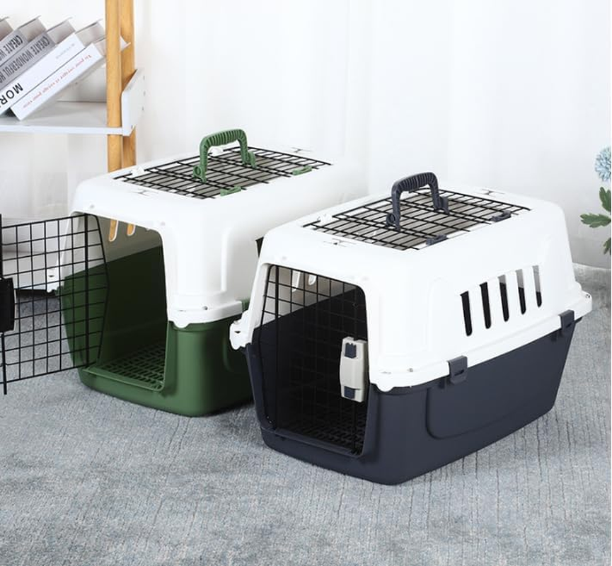 Portable Dog Cat Pet Carrier Crate Case Kennel Travel Carry Transport Cage, Lightweight Durable Ventilated Design for Car Trips & Outdoor Use (Green) image number 6