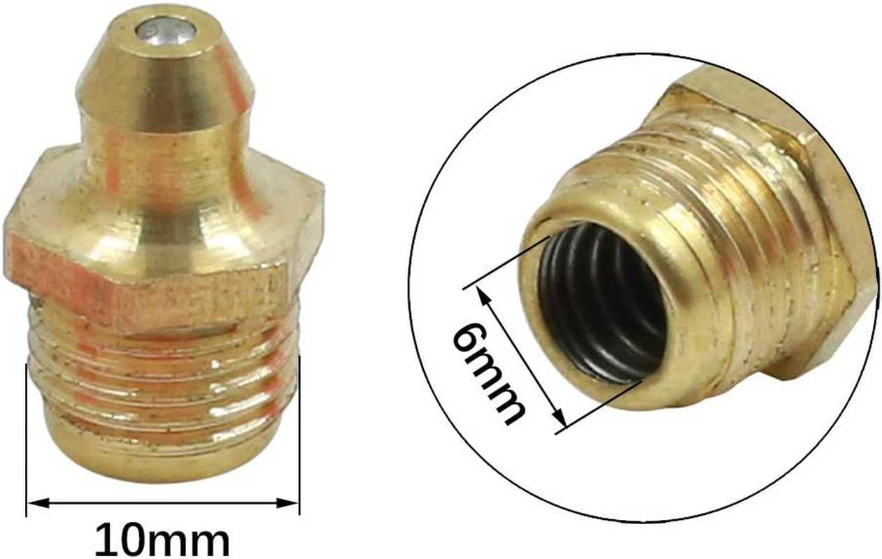 X AUTOHAUX Brass M6 M8 M10 Thread Straight Grease Nipple Fittings Kit for Car 5 Set image number 2