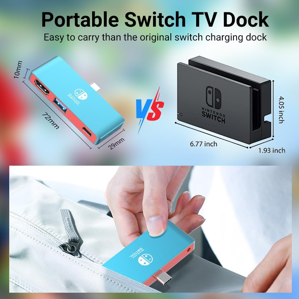 GOPALA Portable Switch Dock Replacement - 4K HDMI TV Dock with 100W PD Charging for Nintendo Switch/Oled/Steam Deck image number 2