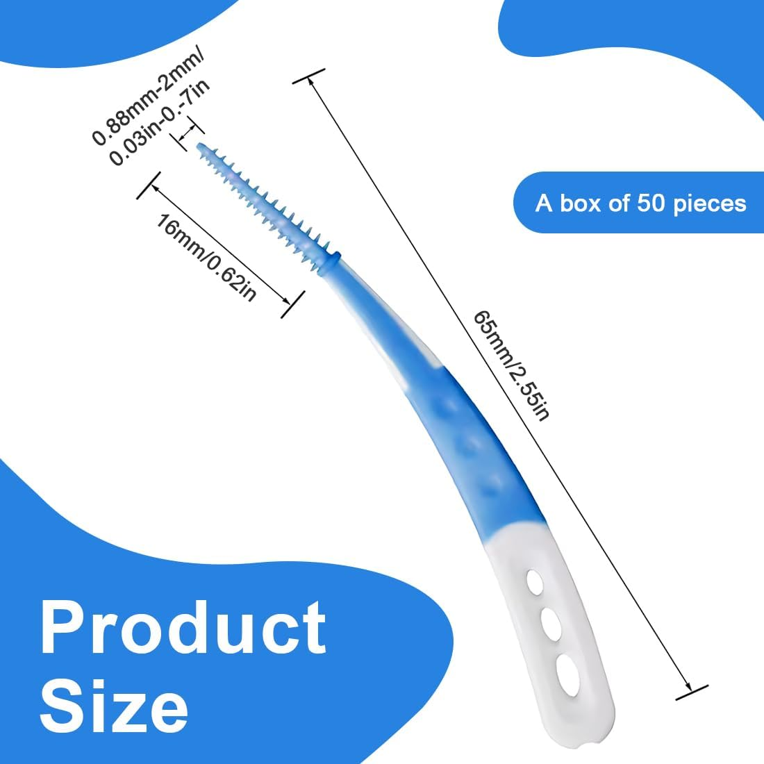 Interdental Brushes 60Pcs Curved Shape Interdental Brushes for Cleaning Hard to Reach Interdental Spaces, Silicone Interdental Brushes for Family Teeth Cleaning, Oral Hygiene image number 1