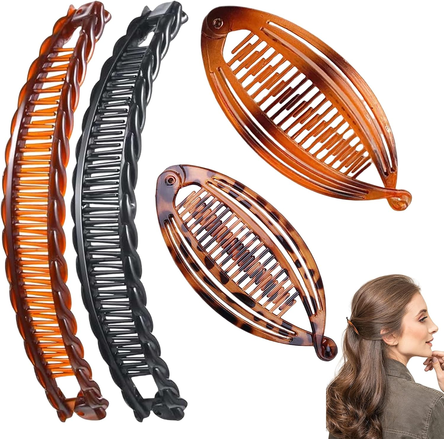 Pack of 4 Banana Clip Thick Hair, Banana Clip Hair, Banana Hair Clip for Long image number 4